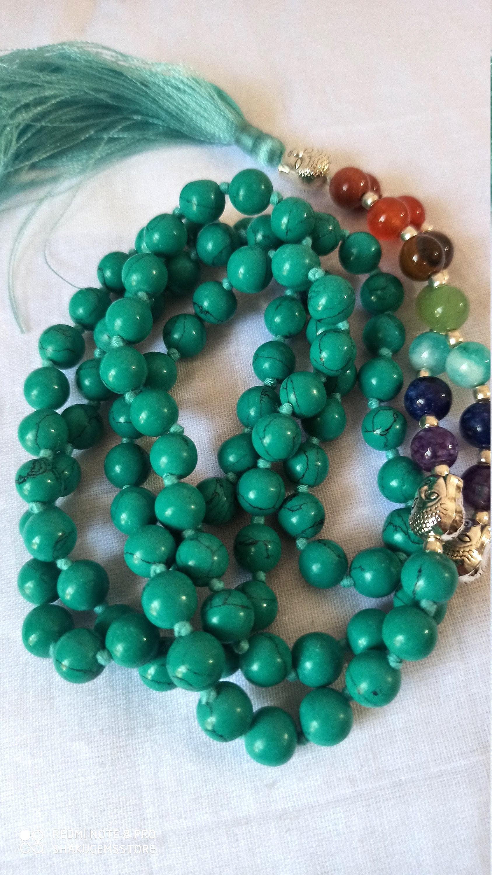 108 Bead Multi Color Gemstone Mala Meditation Necklace Healing Prayer Beads Energy Balancing Tasbih - image 3