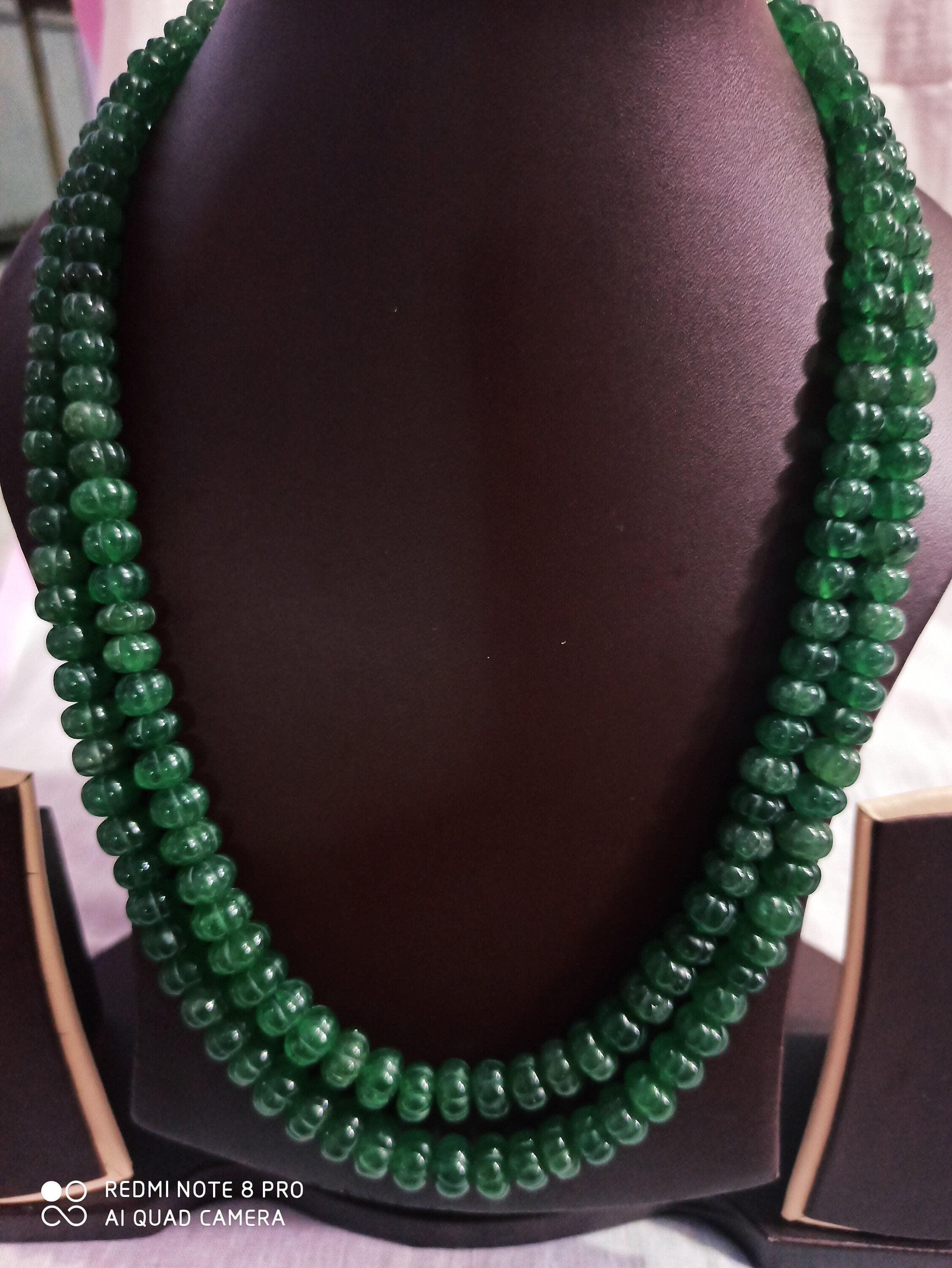 Natural Green Strawberry Emerald Pumpkin AAA Fine Quality Pumpkin 6-10mm Beads Healing Gemstone Necklace
