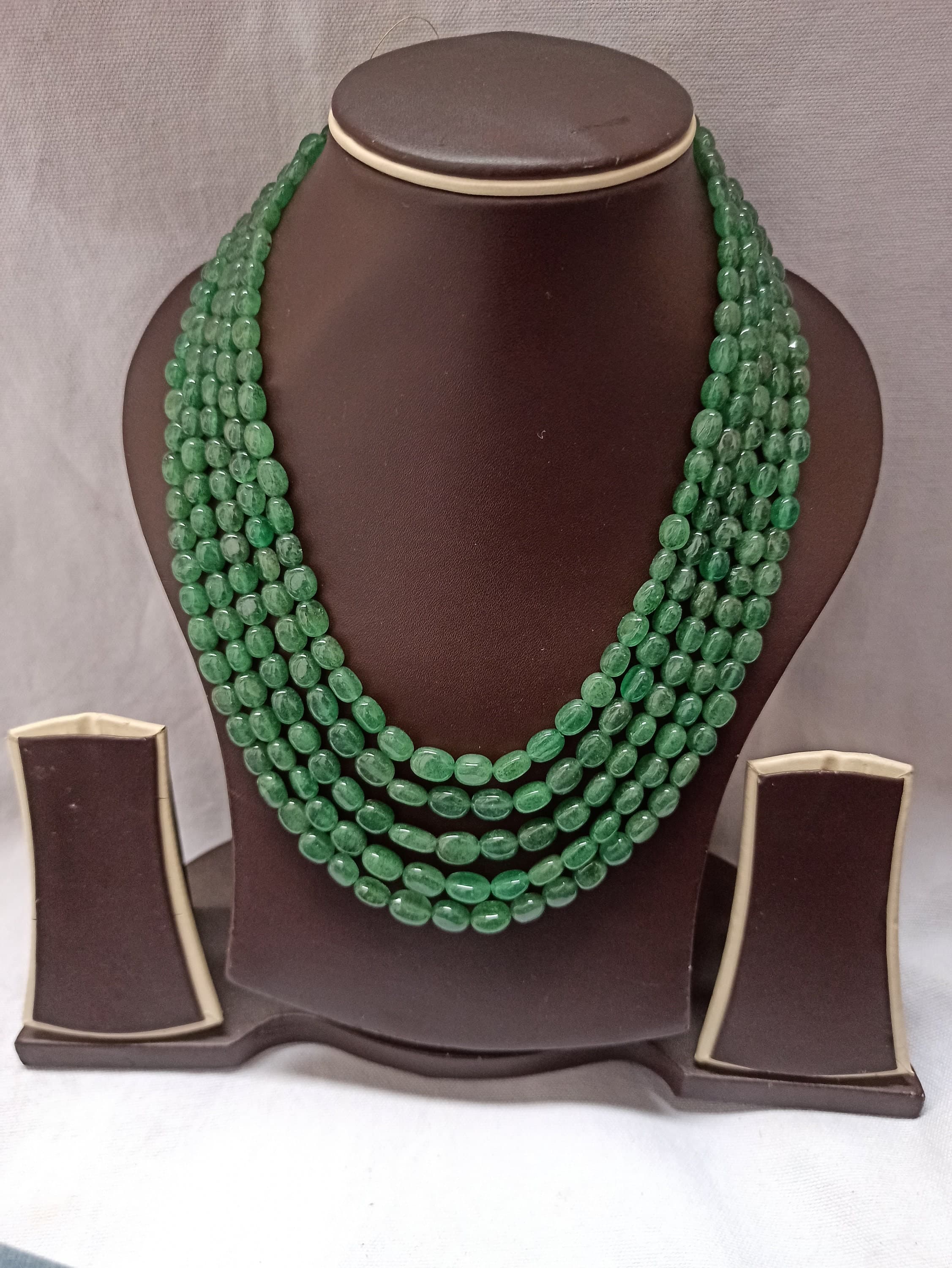 Emerald Beryl Gemstone Necklace: 630 Carat Tumble Beads, Adjustable Cord