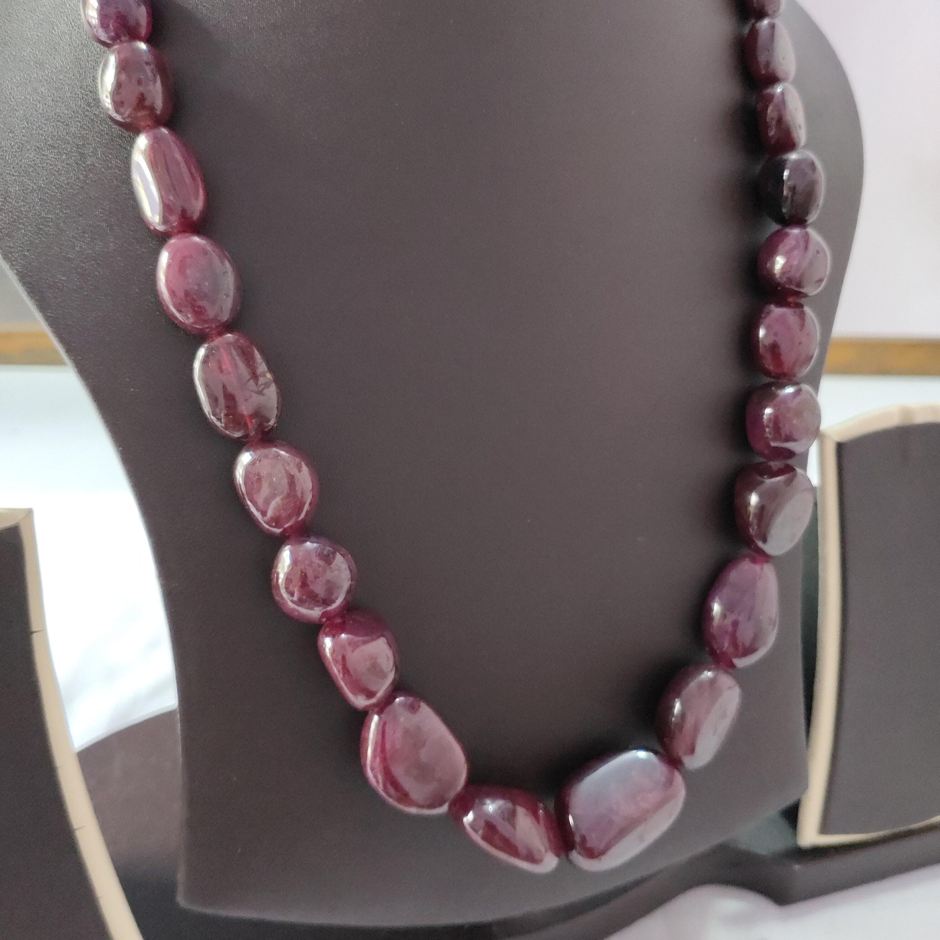 Natural Ruby Tumble Bead Necklace 652 Carat | Genuine Healing Gemstone Strand Jewelry - image 5
