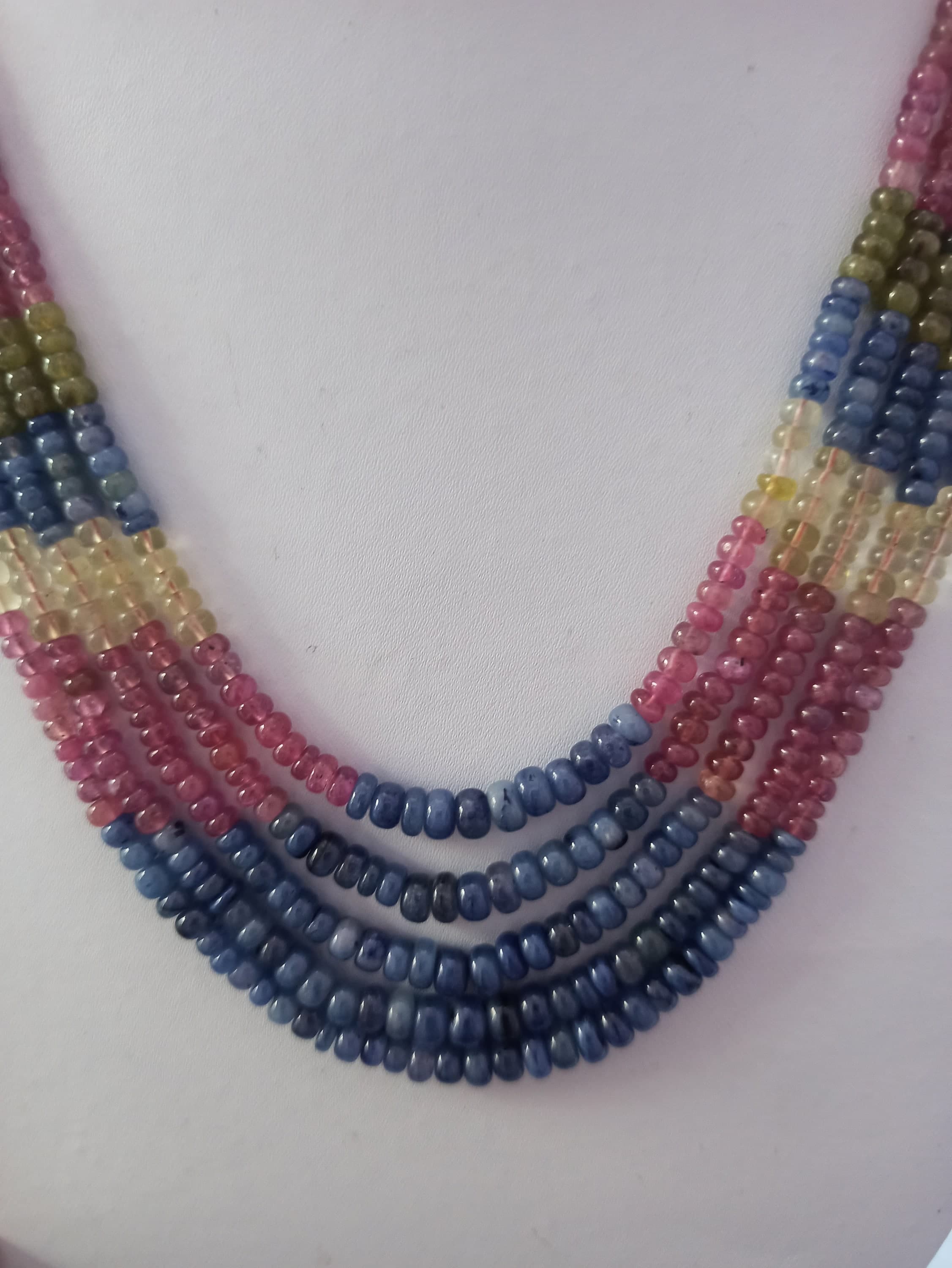 Multi Sapphire Gemstone Bead Necklace: 458 Carat, 18 Inch Adjustable Cord - image 5