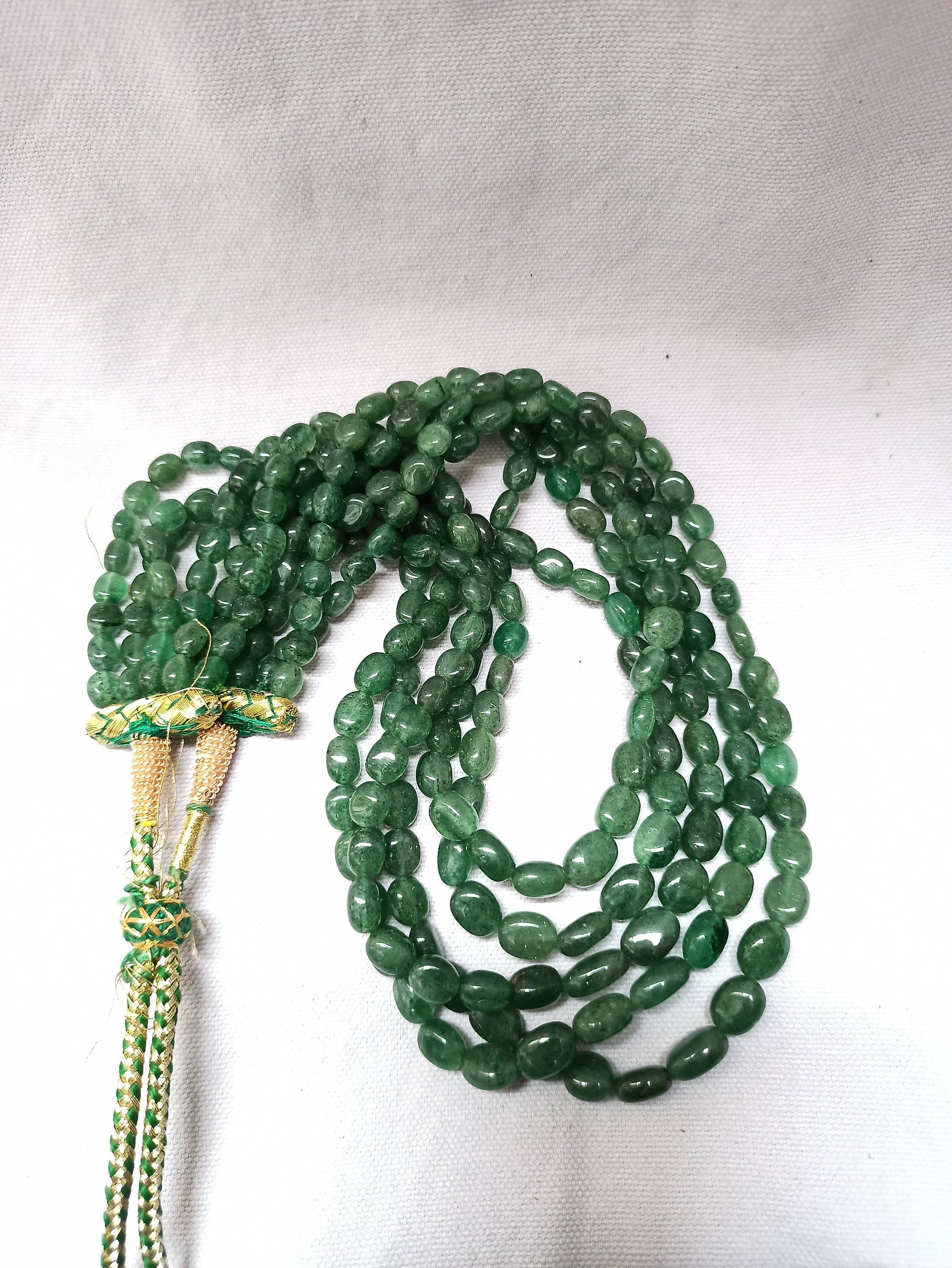Emerald Beryl Gemstone Necklace: 630 Carat Tumble Beads, Adjustable Cord - image 4