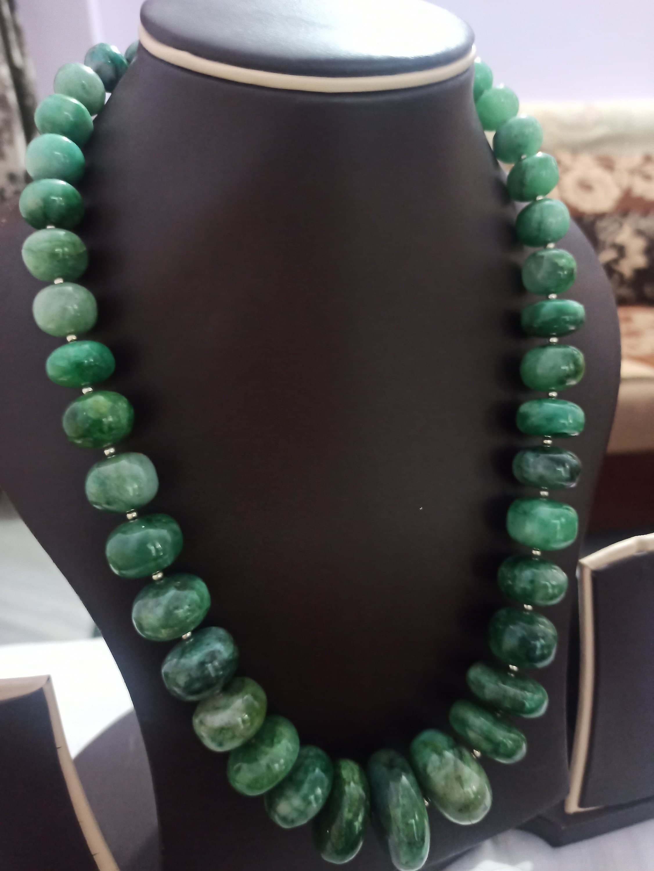 Sakata Emerald Rondelle Necklace 946ct AAA Natural Gemstone Beads, 20" Handcrafted Jewelry - image 3