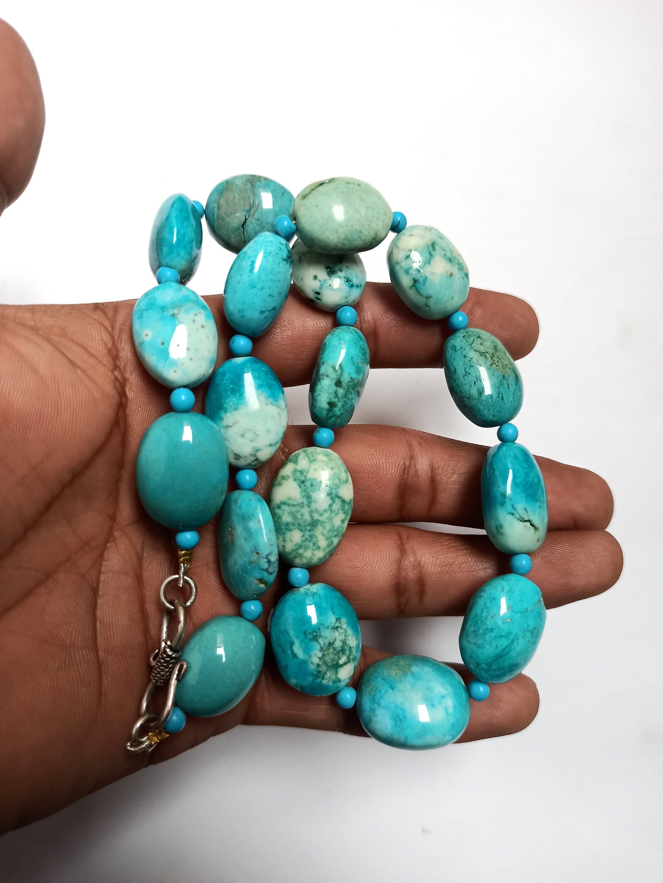Natural Turquoise Oval Necklace 17" Healing Gemstone Beads Strand for Jewelry Making - image 3