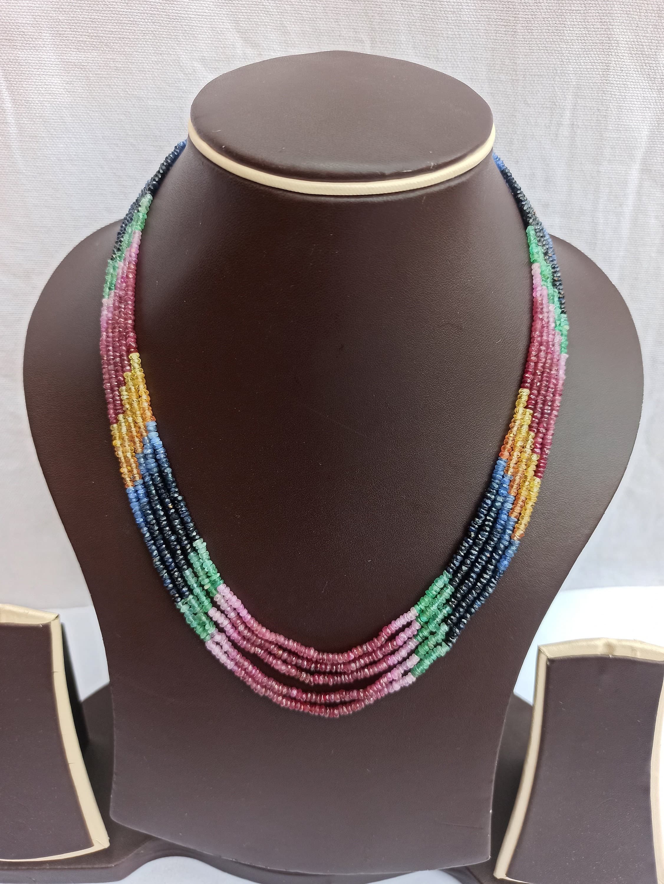 Multi Sapphire Gemstone Necklace: 462.20 Carat Faceted Rondelle Beads - image 4