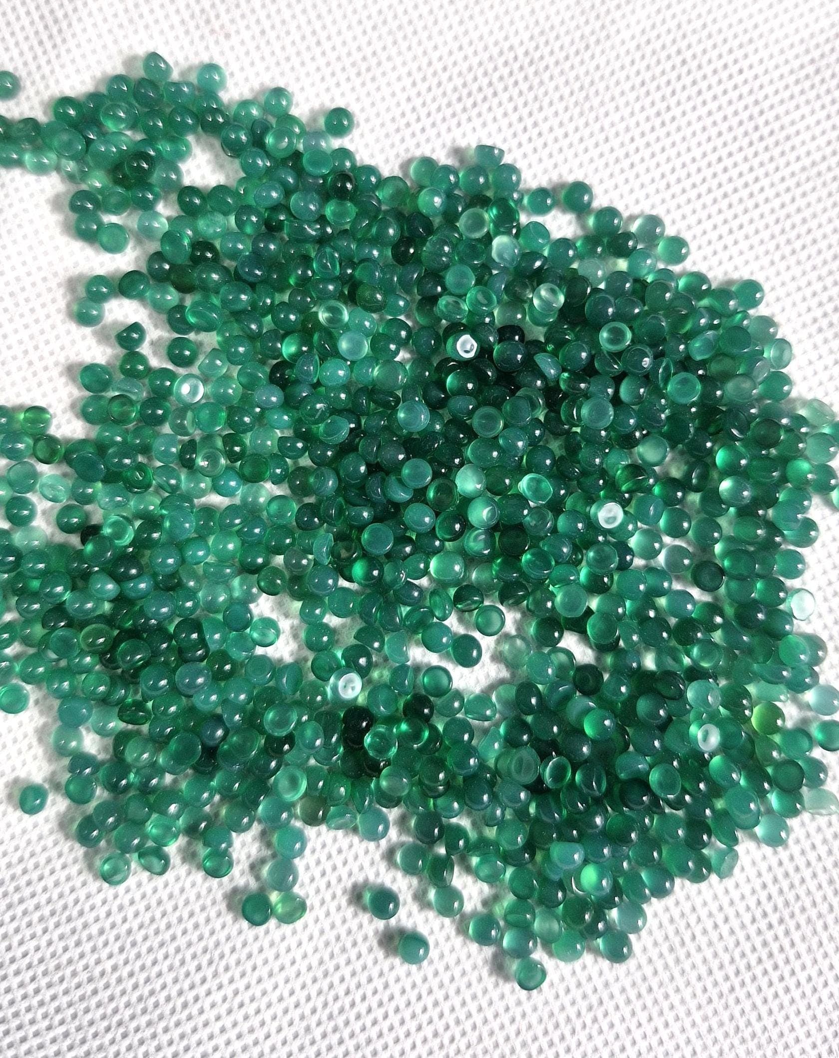 Natural Green Onyx Cabochon: Polished Round Gemstones, 3-8mm - image 4