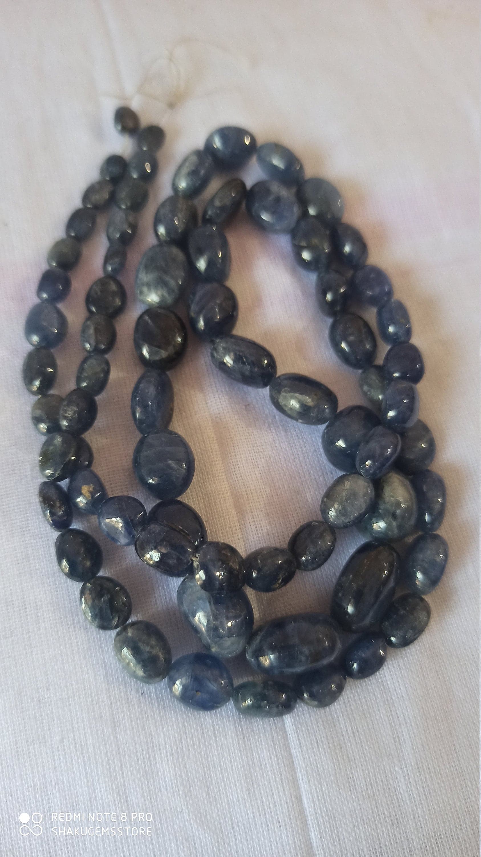 Natural Brahma Blue Sapphire Necklace 300 Ct Smooth Oval Beads, 24" Gemstone Strand - image 4