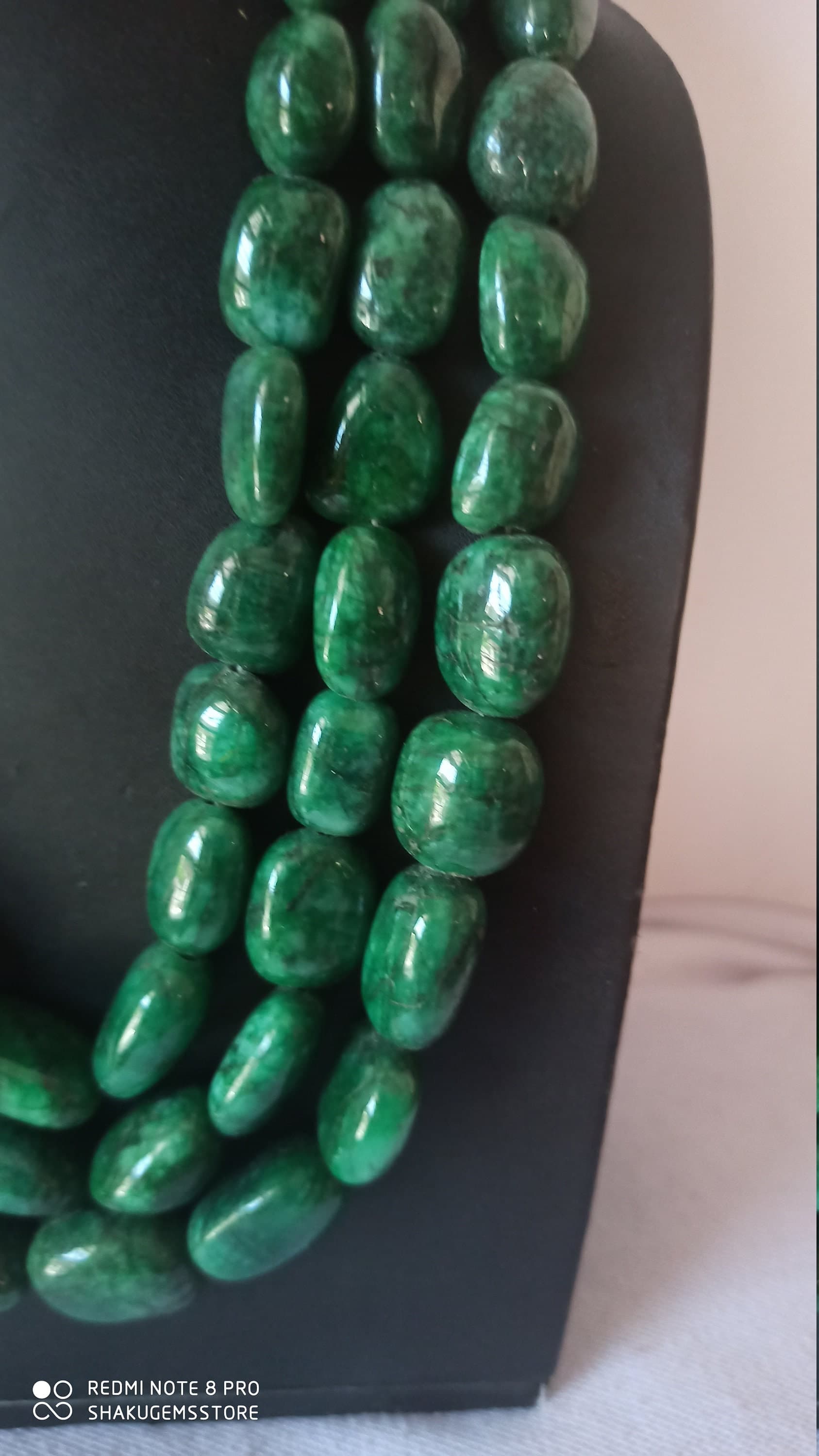 AAA Emerald Beryl Necklace Smooth Tumble Healing Gemstone Beads Adjustable Cord Jewelry - image 5