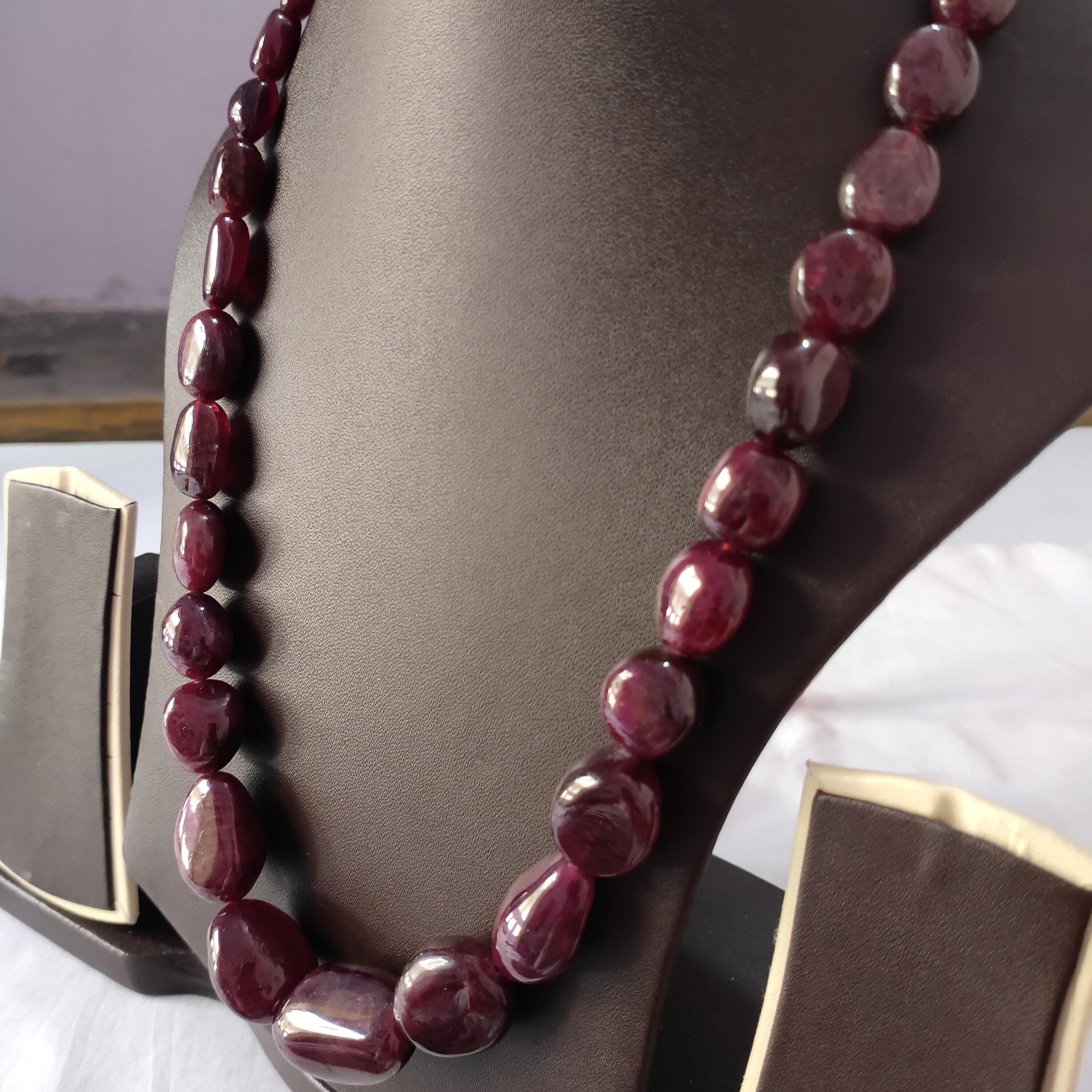 Natural Ruby Tumble Bead Necklace 652 Carat | Genuine Healing Gemstone Strand Jewelry - image 4