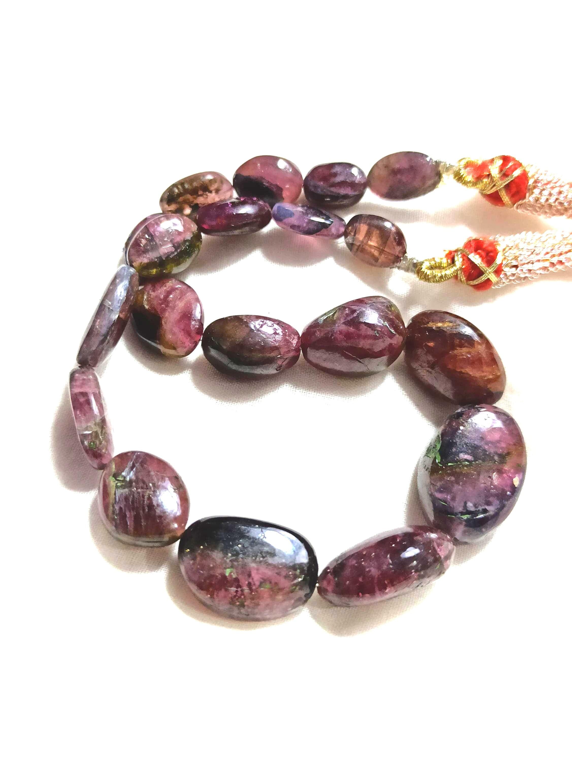 Natural Watermelon Tourmaline Beads 139 Carat Smooth Tumble Necklace Chakra & Reiki Jewelry Supply