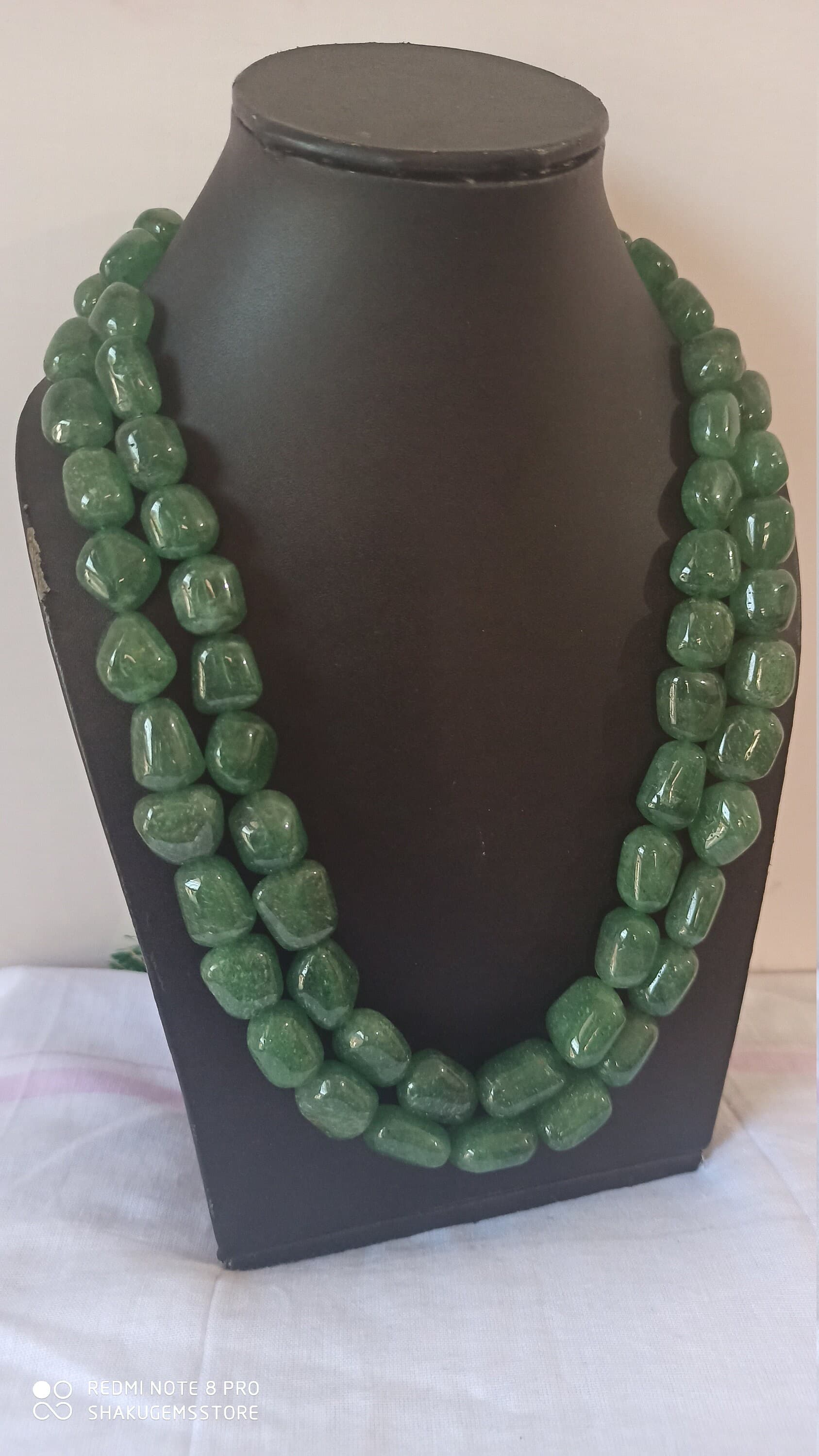 Natural Green Strawberry Quartz Necklace 1277 Carat Healing Gemstone Beads Handmade 20" Jewelry - image 4