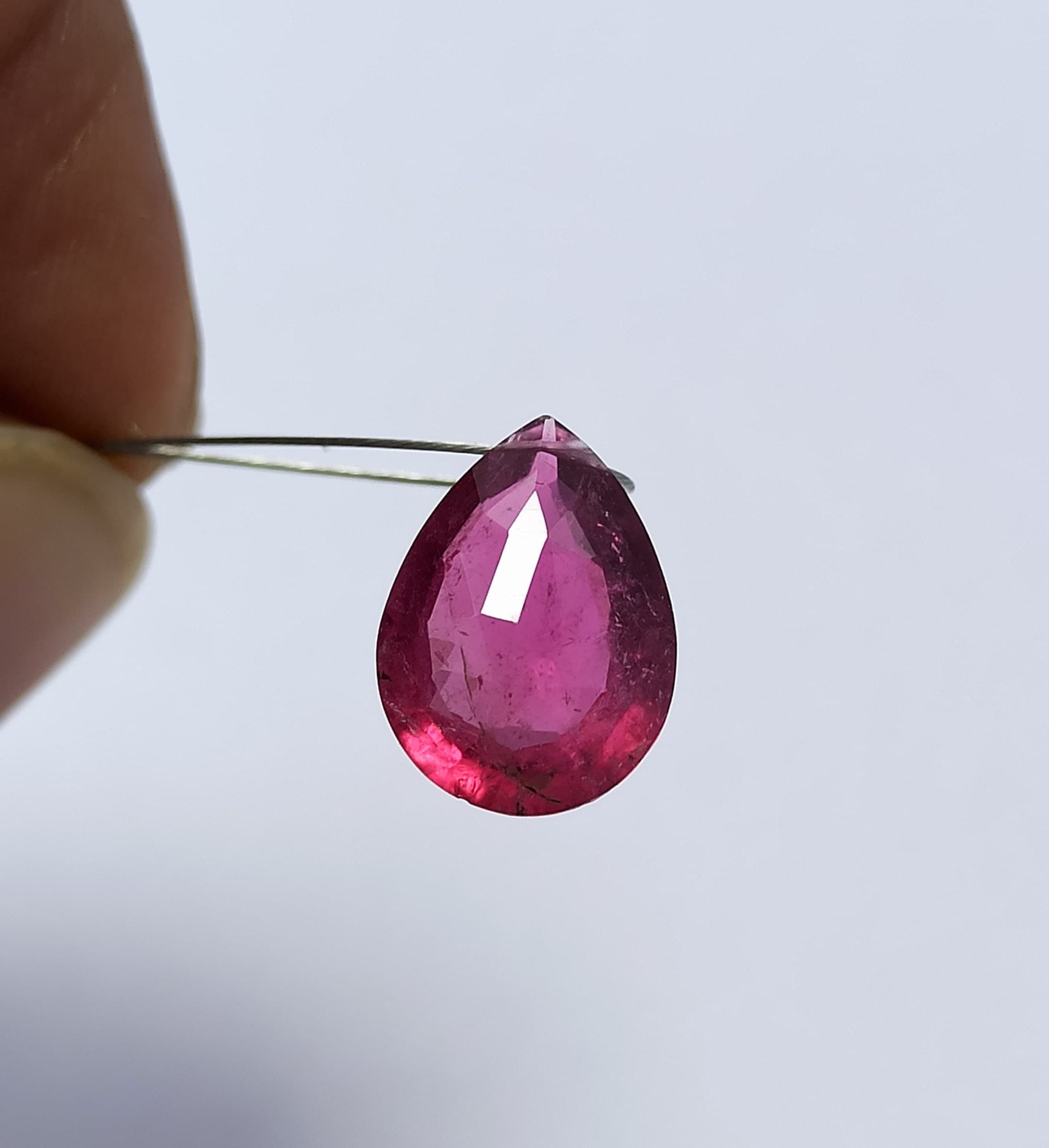 Natural Pear Cut Tourmaline Gemstone, Ruby Lite Color, 3.10 Ct Faceted Stone
