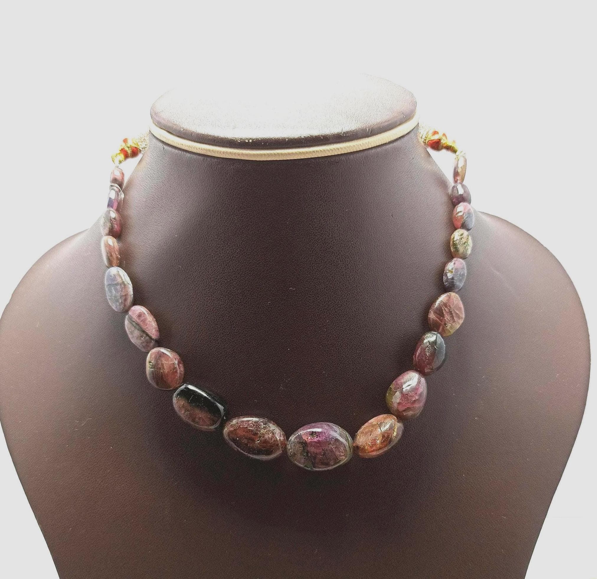Natural Watermelon Tourmaline Beads 139 Carat Smooth Tumble Necklace Chakra & Reiki Jewelry Supply - image 4