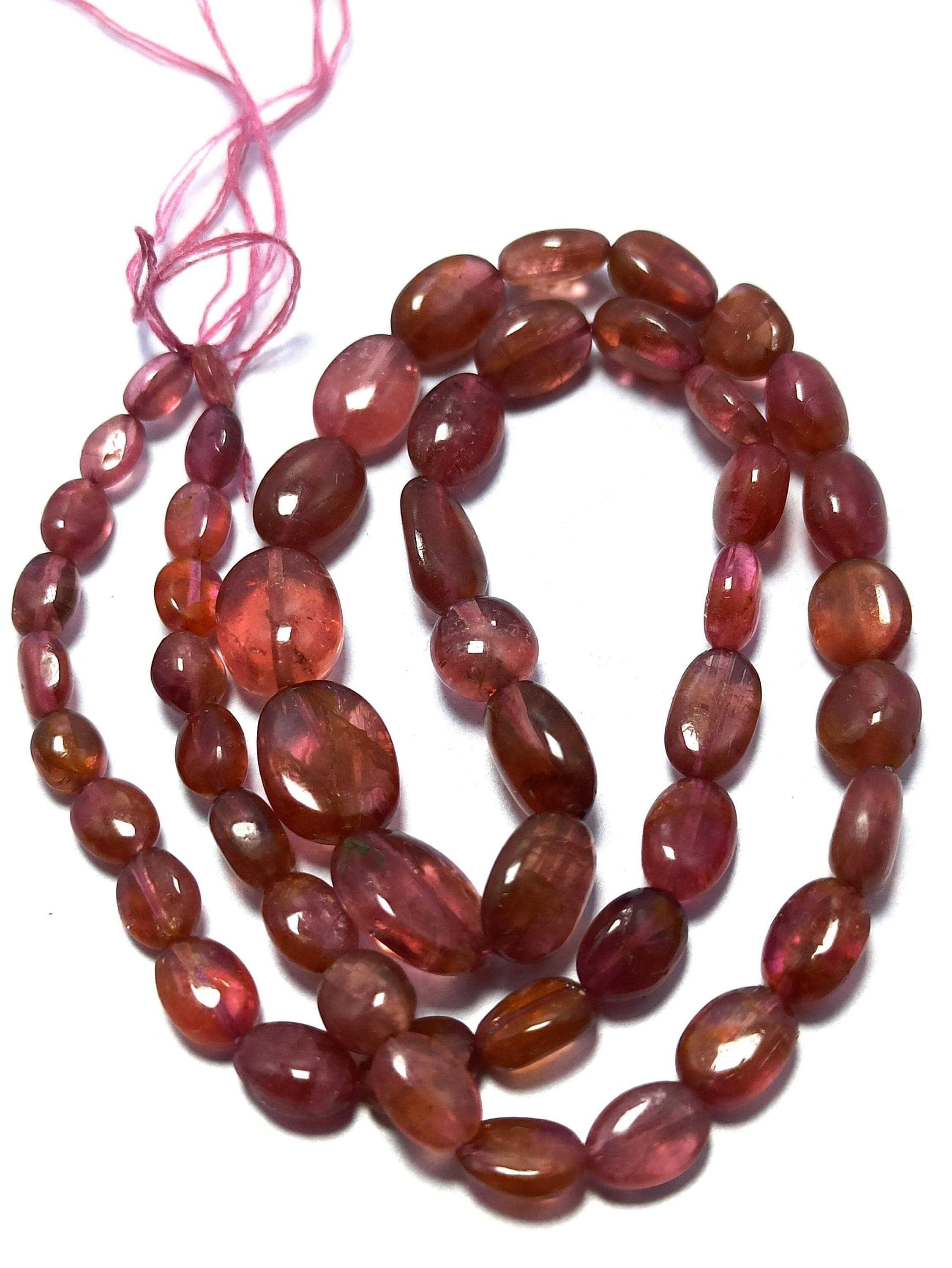 60.50 Carat Pink Tourmaline Beads Grade Oval Smooth Healing Gemstone Strand