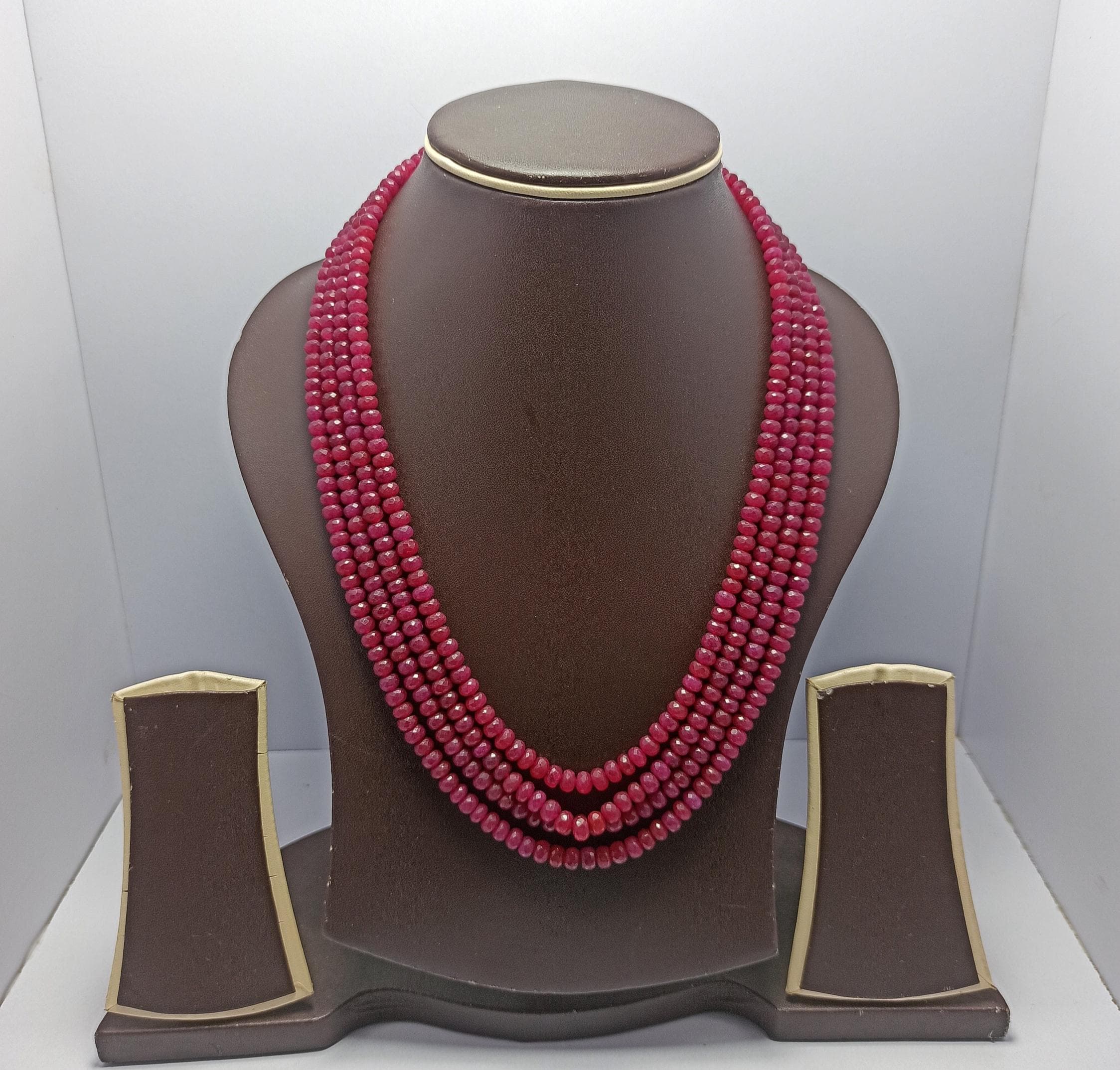 Ruby Dyed Rondelle Beads Necklace Faceted Cut, Adjustable Cord Jewelry, Fine Gemstone Necklace
