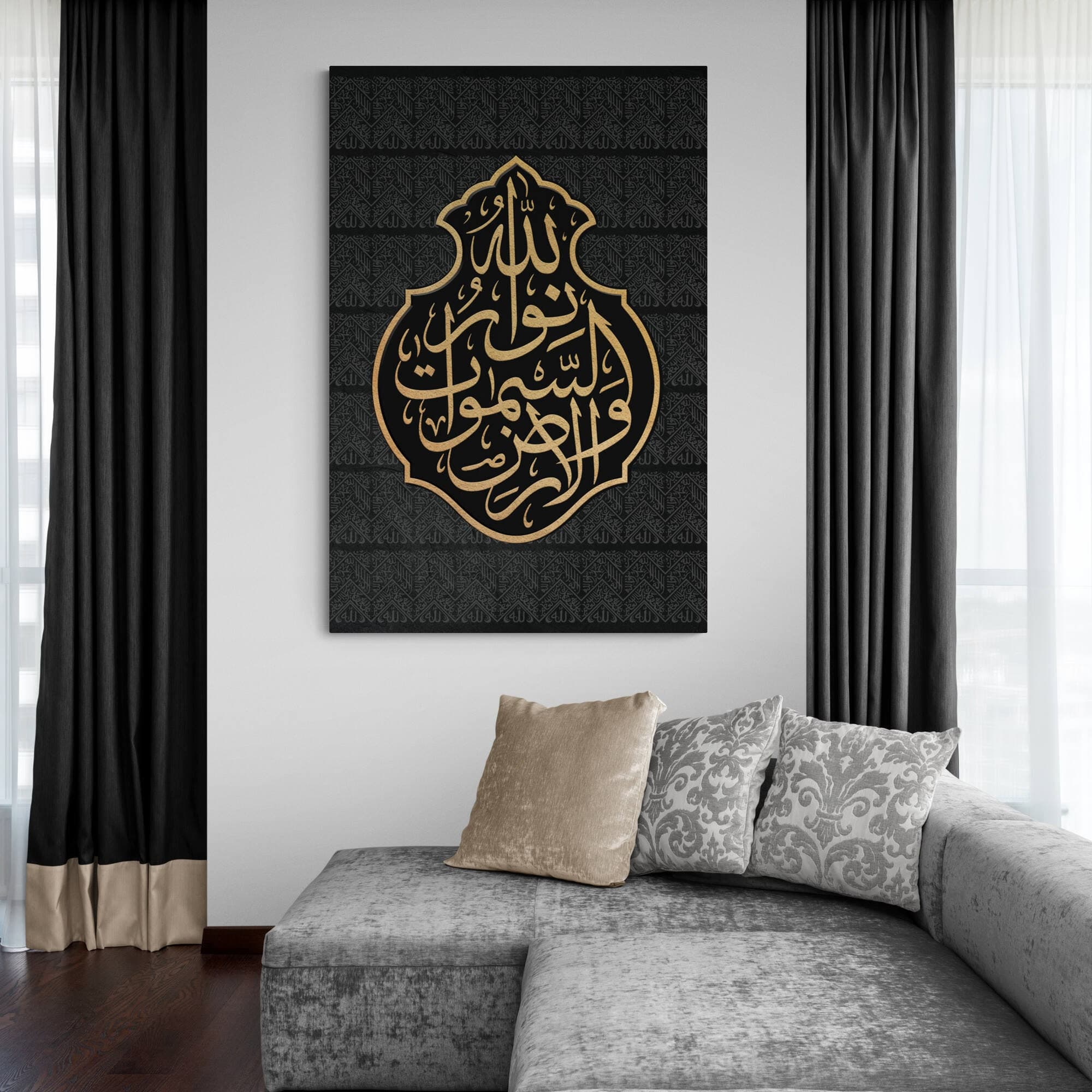 Ayat un Noor-Kiswah of Kaaba-Traditional Islamic Art-Giclée Fine Art Print - image 5