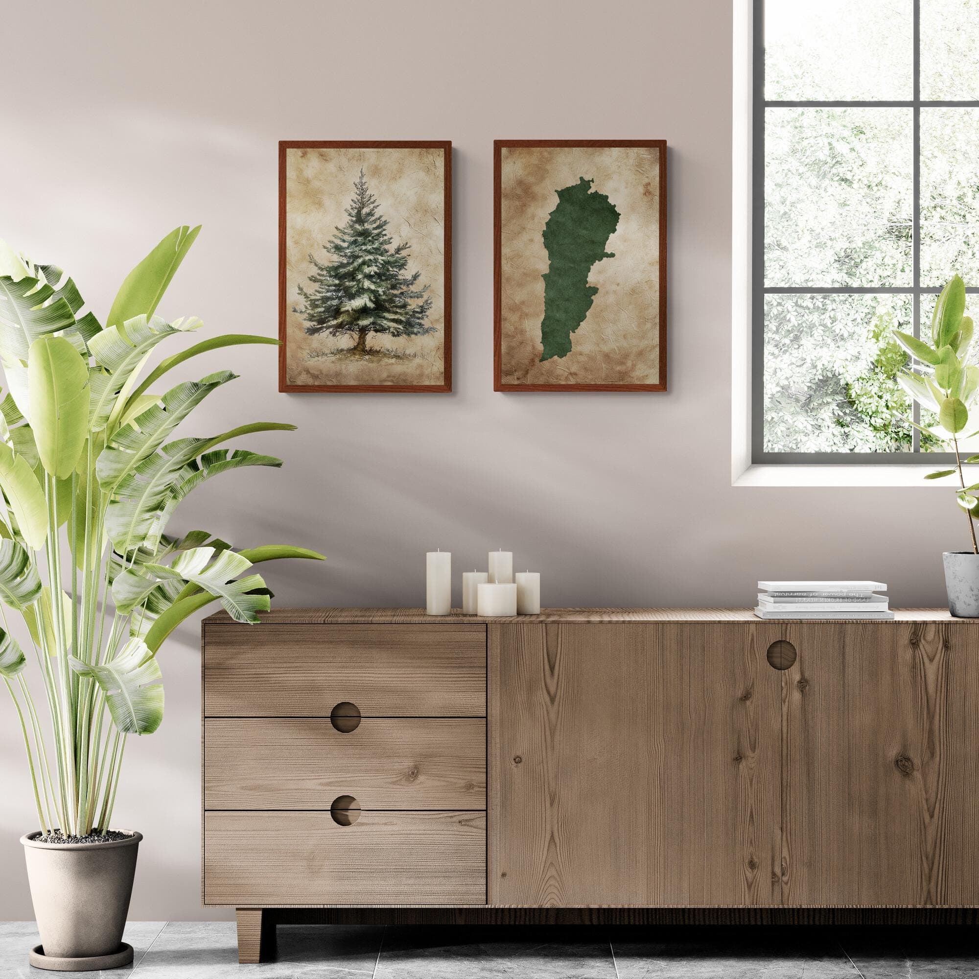 A harmonious blend of nature and geography, showcasing the Lebanese cedar and the country's shape.