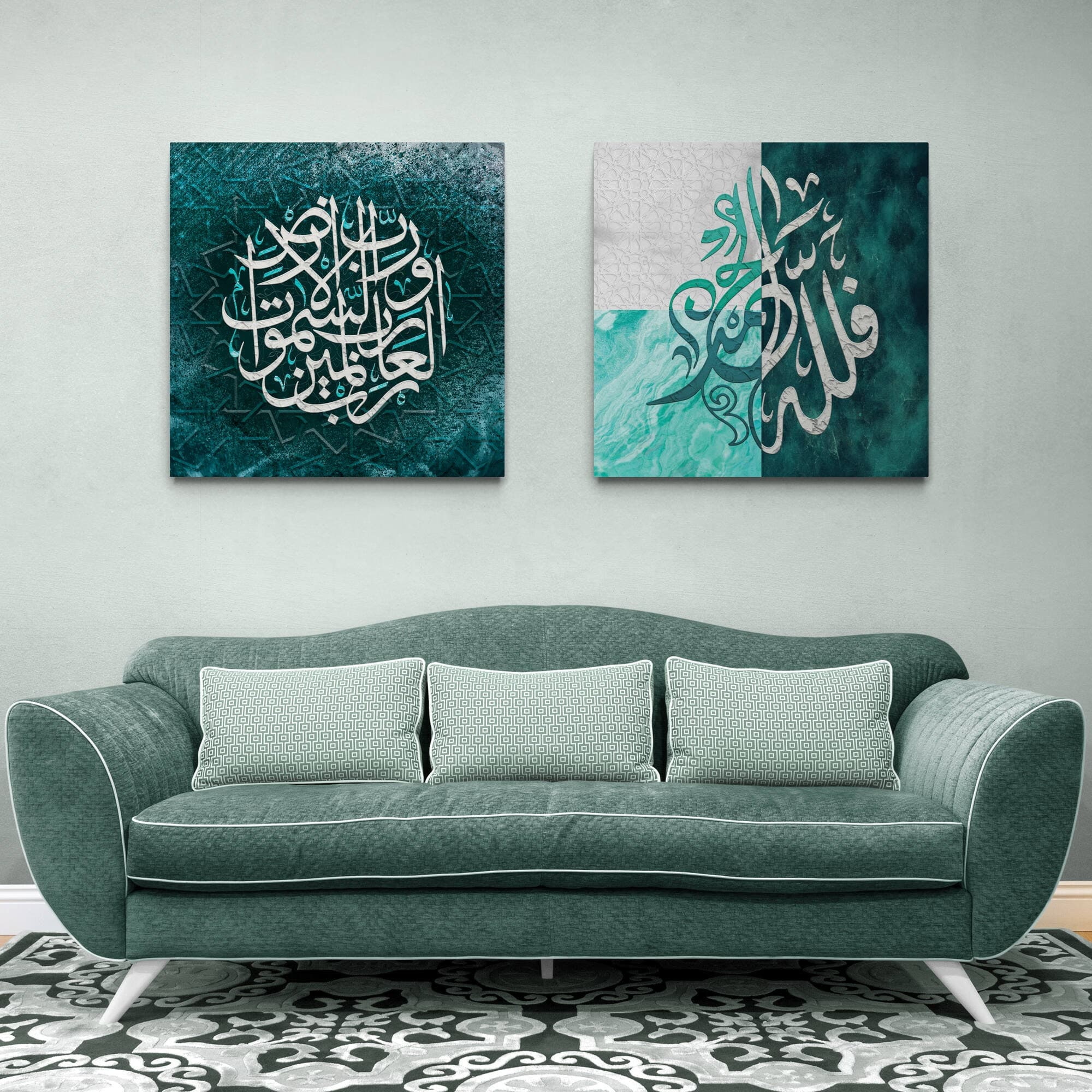 ISLAMIC EID DECOR-AlHamdulillah-Islamic Calligraphy Thuluth and Diwani-Giclée Fine Art Print - image 4