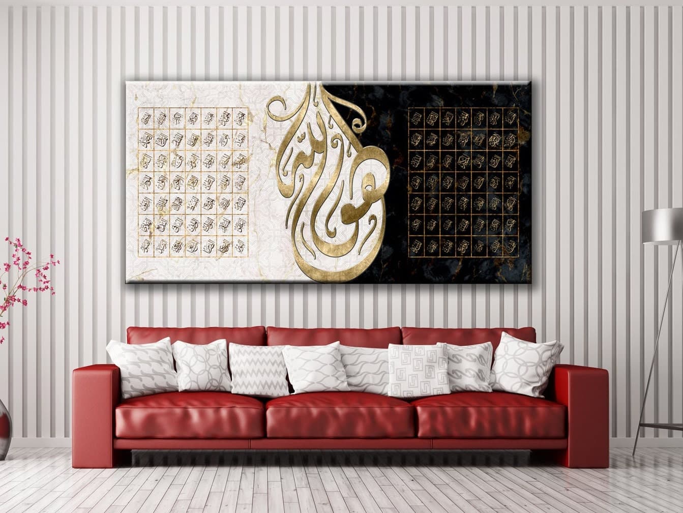 ASMAULLAH-ASMAULHUSNA-99 Glorious Names of Allah-Modern Islamic Wall Art- Diwani Thuluth-Giclée Fine Art Print