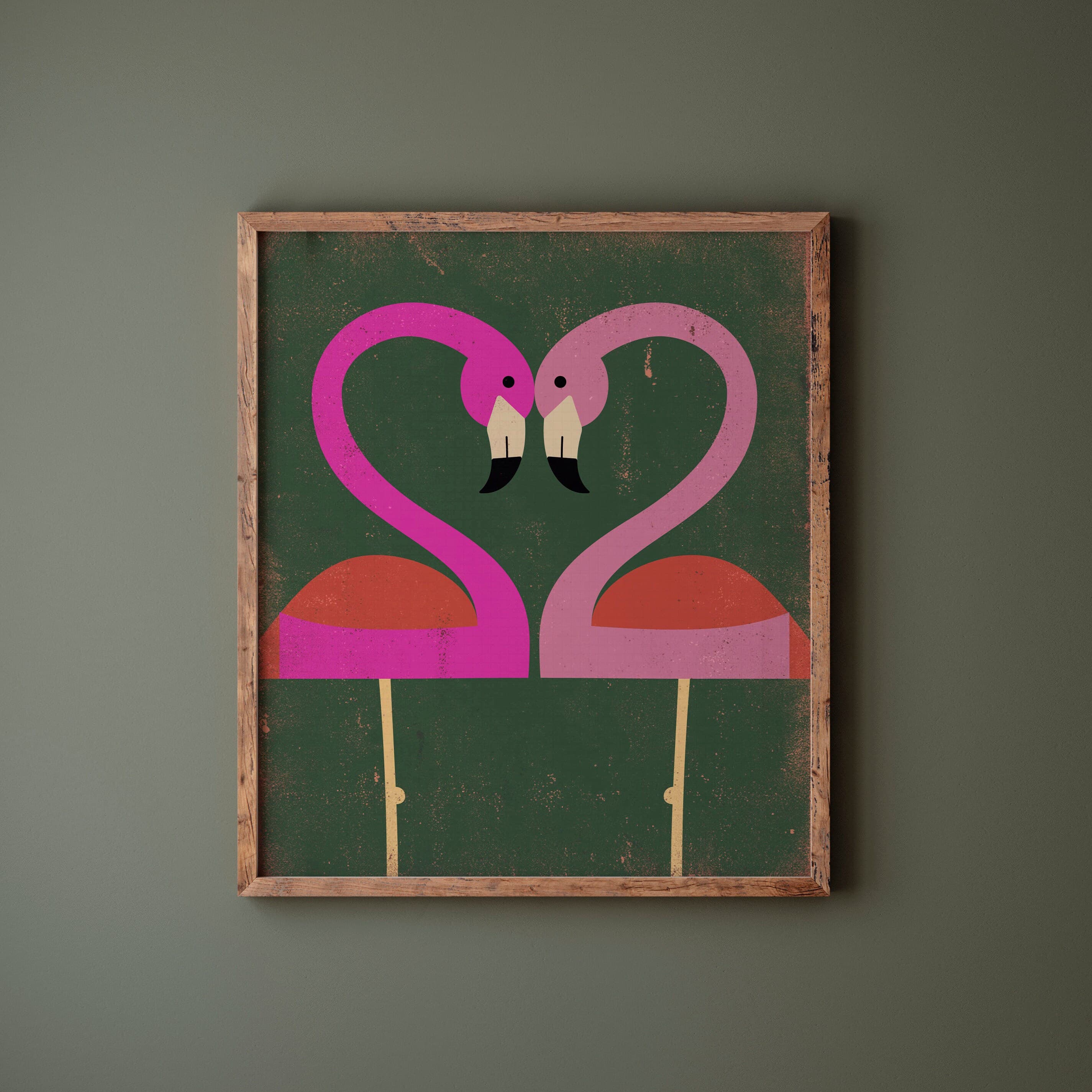 Flamingo Love Art Print: Retro Eclectic Home Decor - image 4