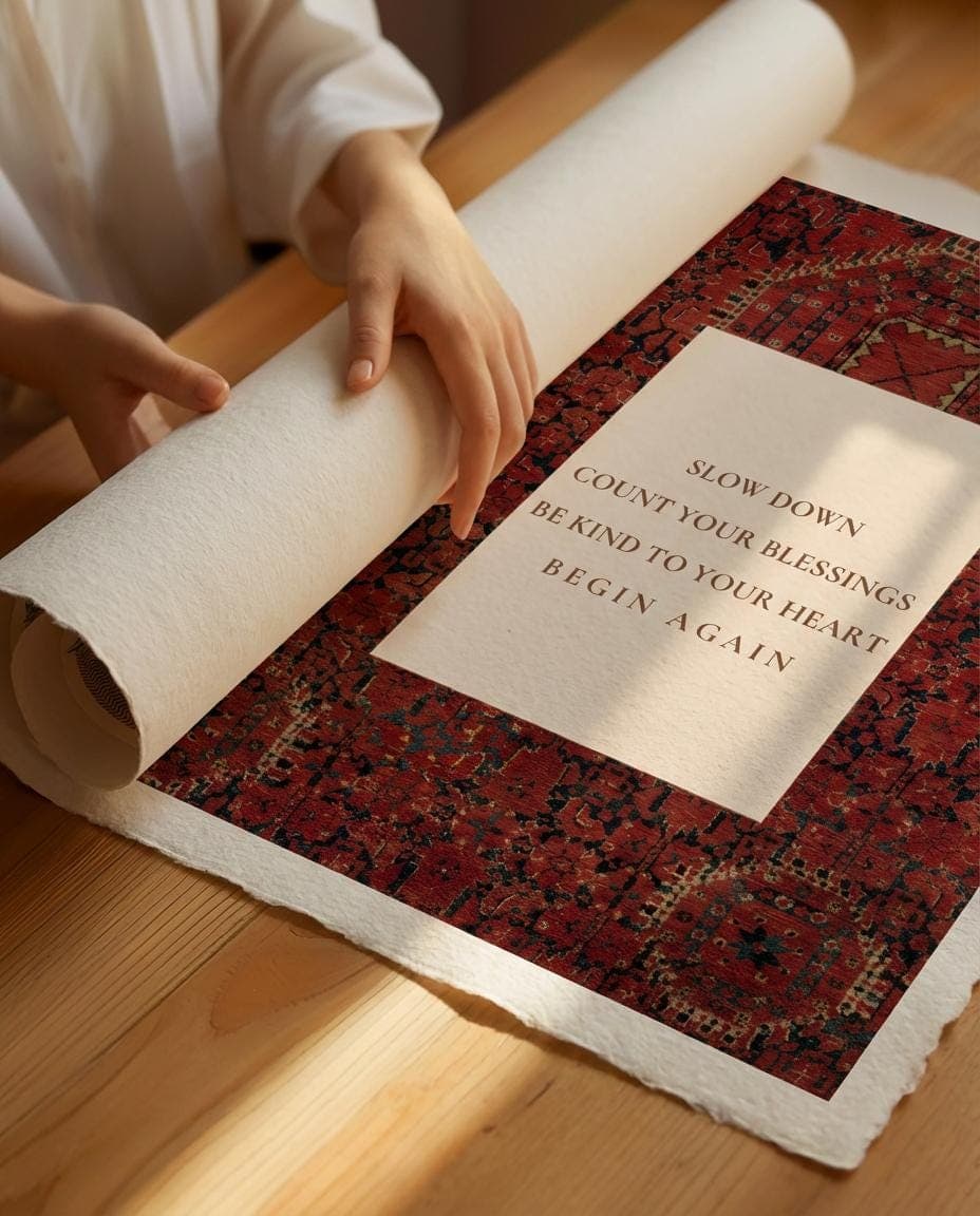 Persian Rug Inspired Quote Print, Custom Text, Motivational Wall Art, Warm Earthy Home Decor - image 4