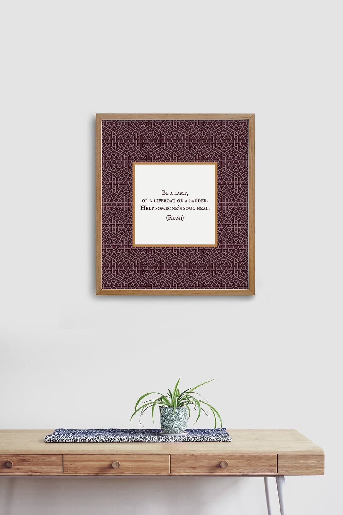 Rumi Quote Print: Maroon Geometric Pattern, Kindness & Mercy Wall Art - image 3