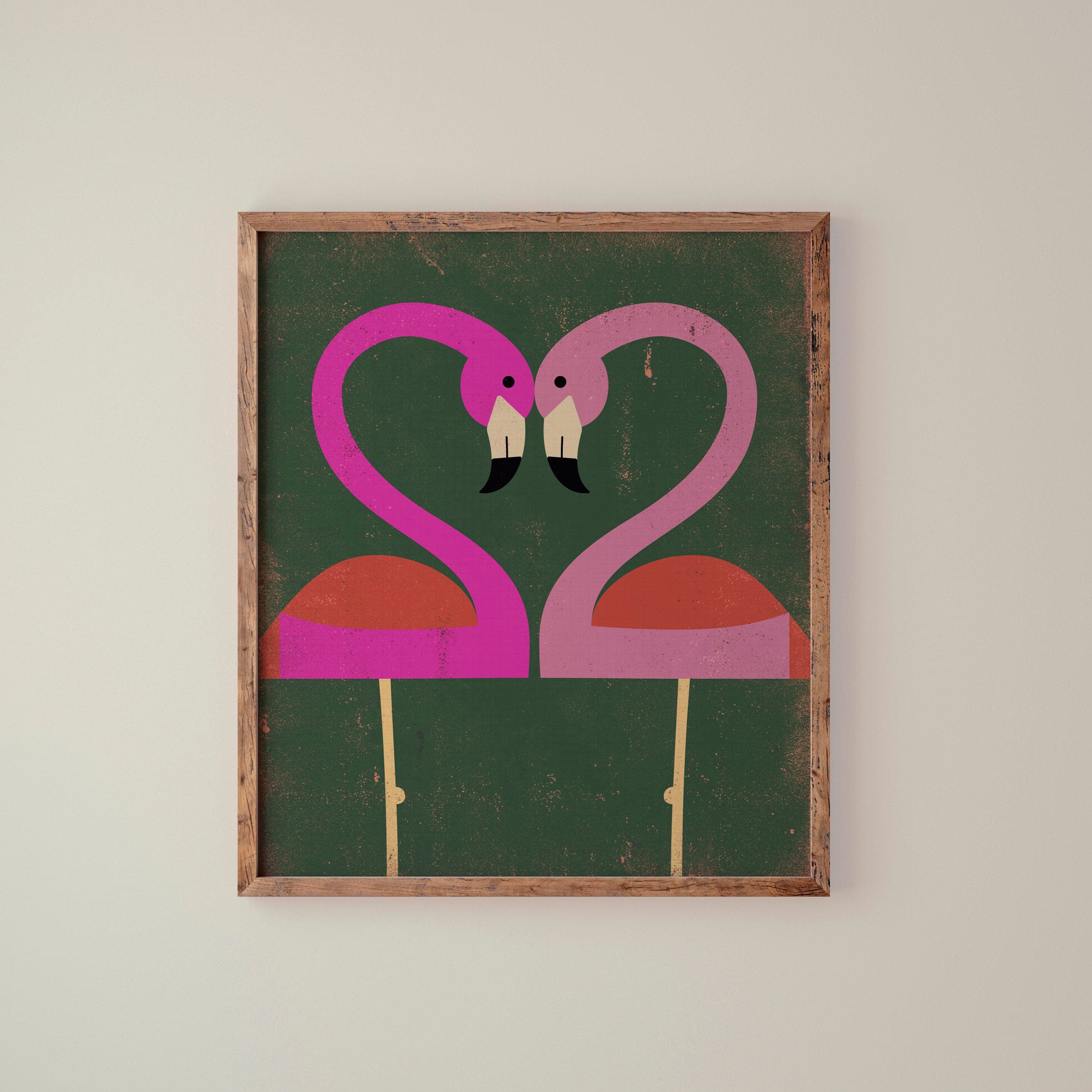 Flamingo Love Art Print: Retro Eclectic Home Decor