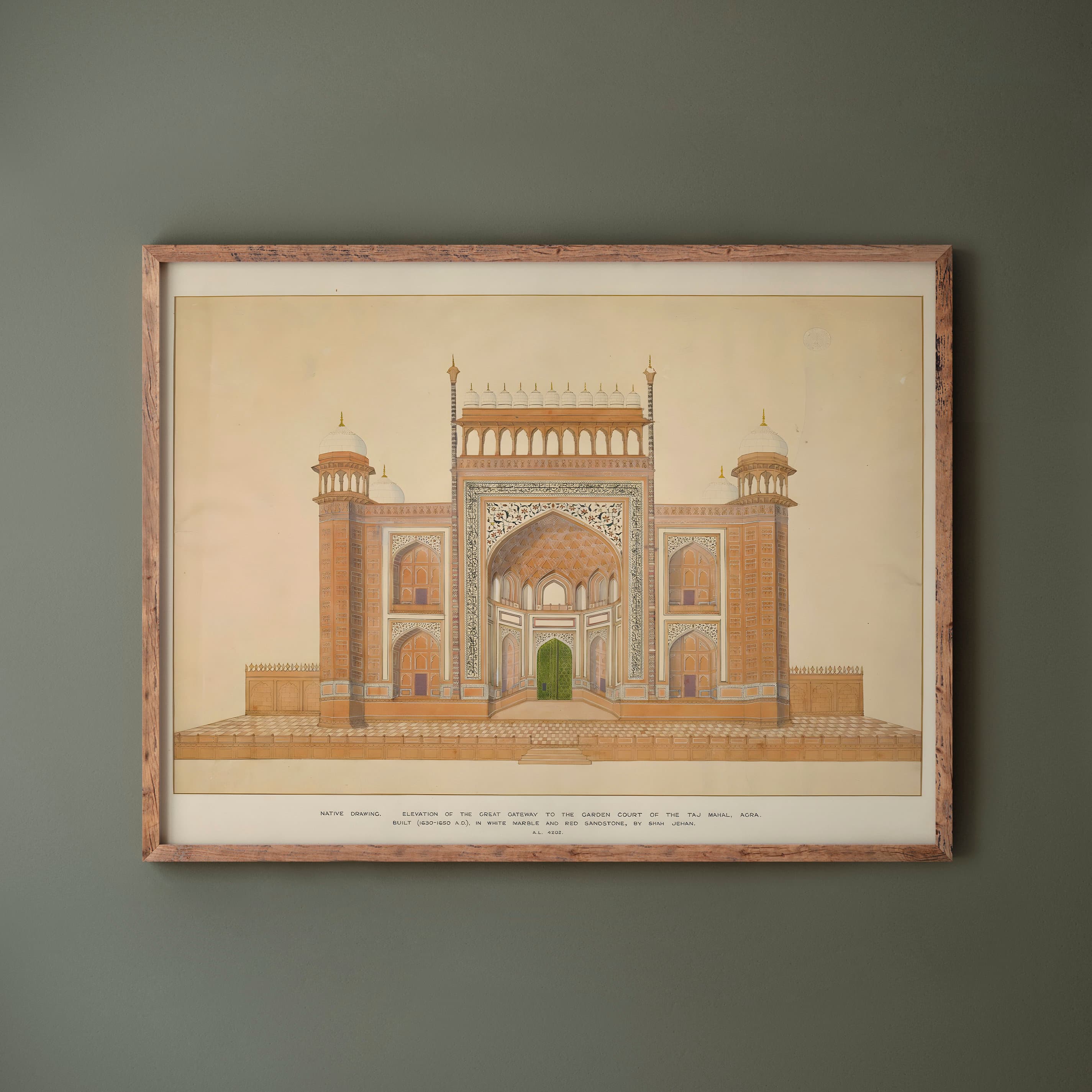 Mughal Style Art Print: Taj Mahal Entrance, Islamic Oriental Decor
