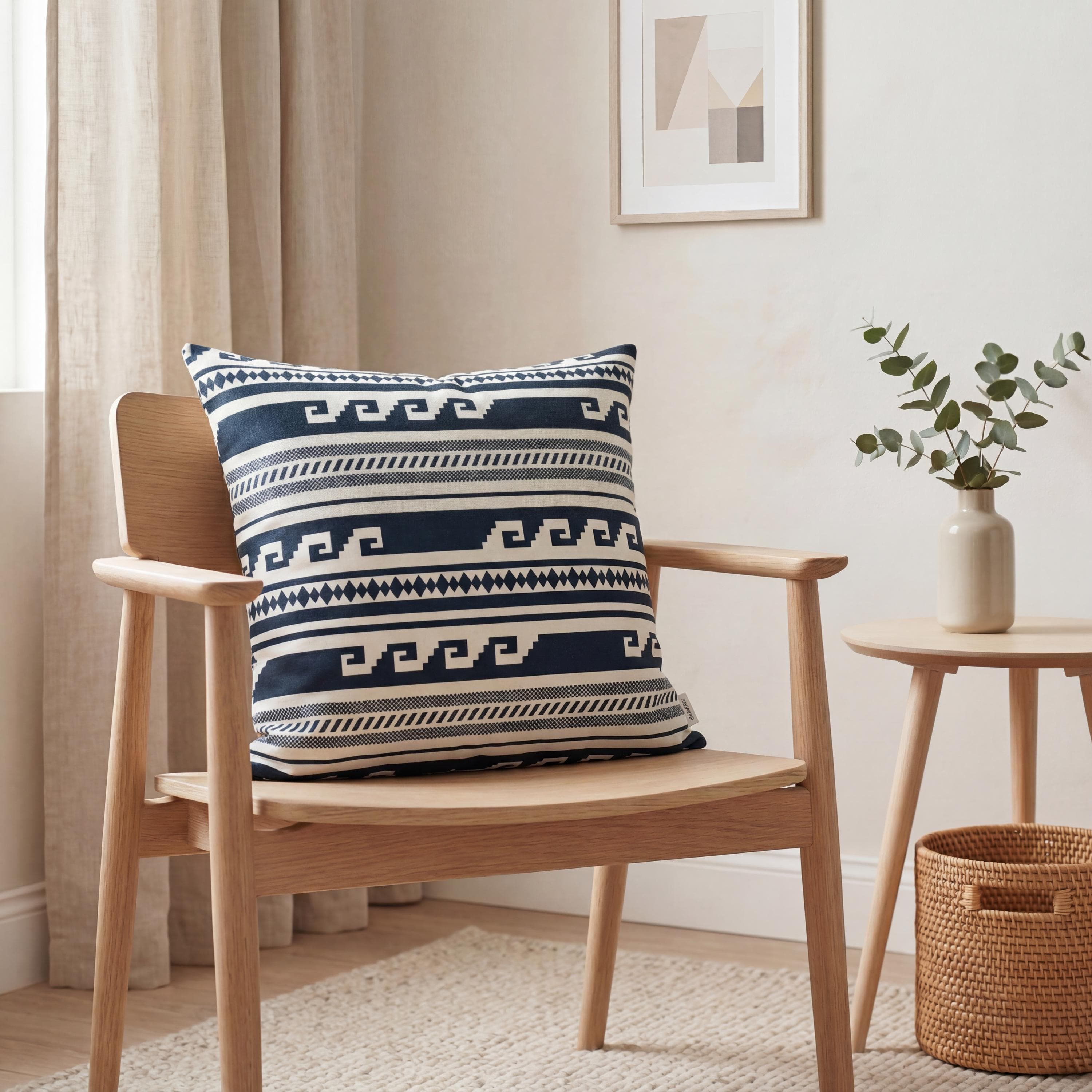 Black and Cream Cushion Cover Only, Scandinavian Pillow Cover, Geometric Stripe Cushion, Modern Sofa Decor