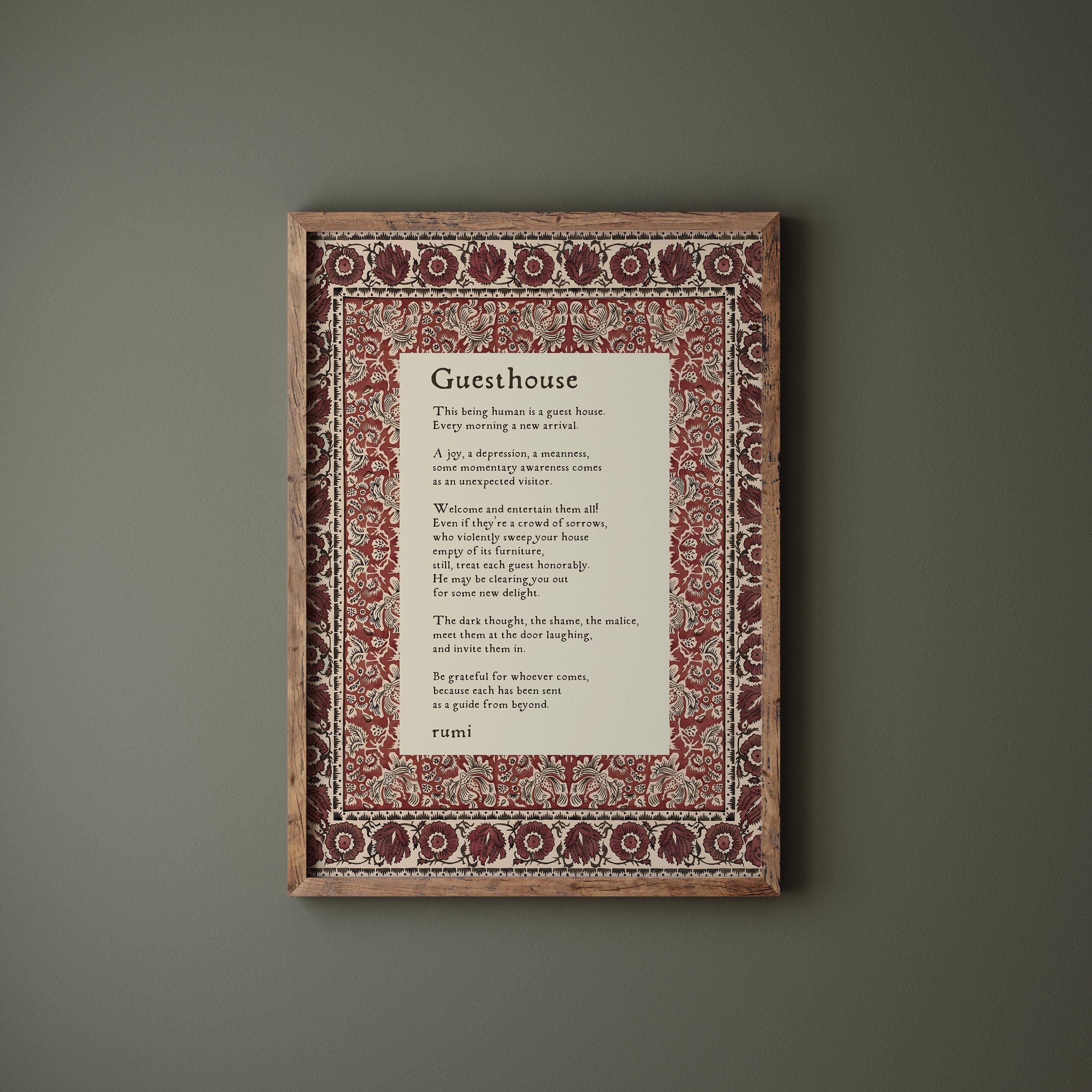 Rumi Poem Print: Guesthouse, Indian Art Decor - image 3