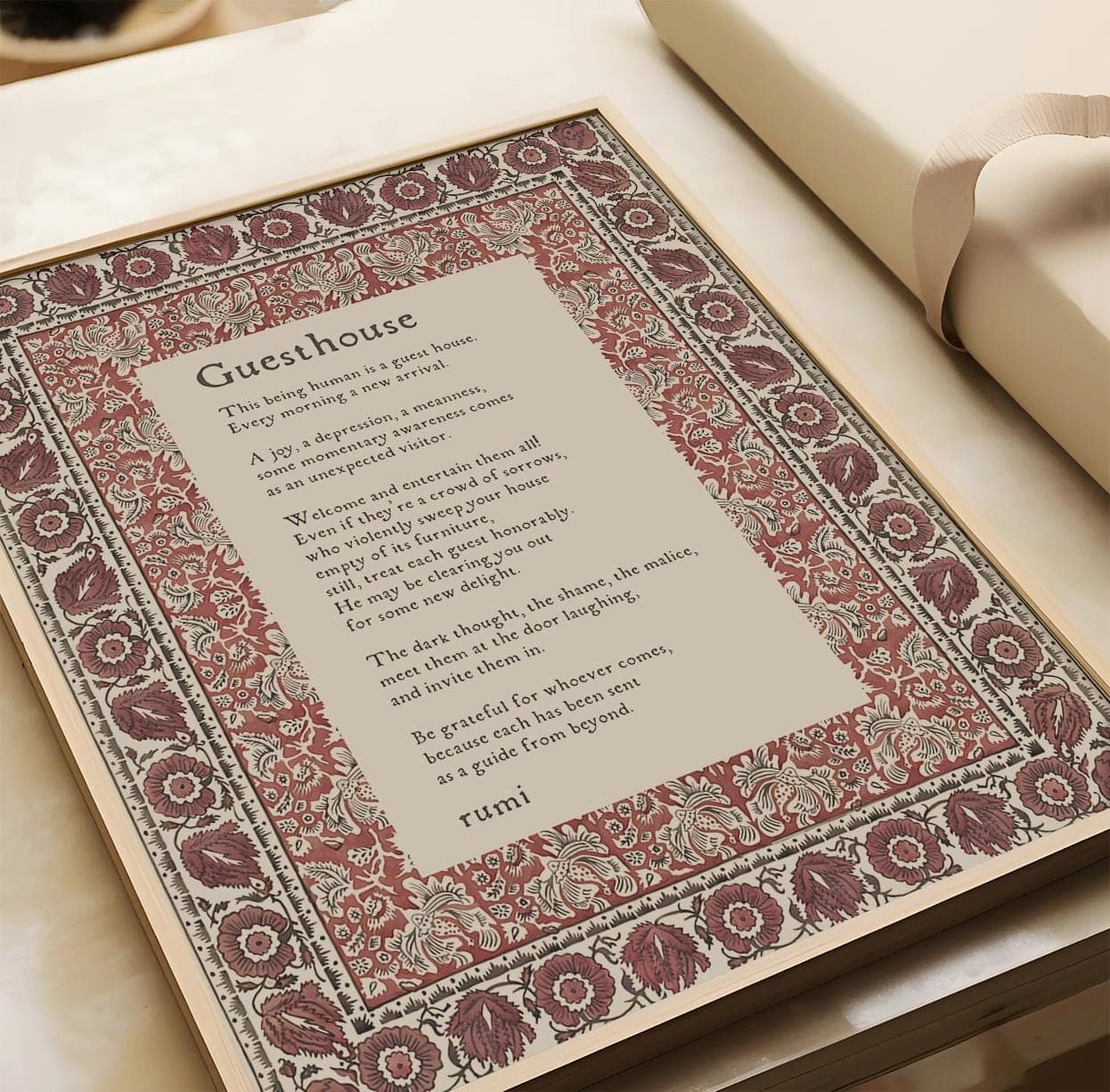 Rumi Poem Print: Guesthouse, Indian Art Decor