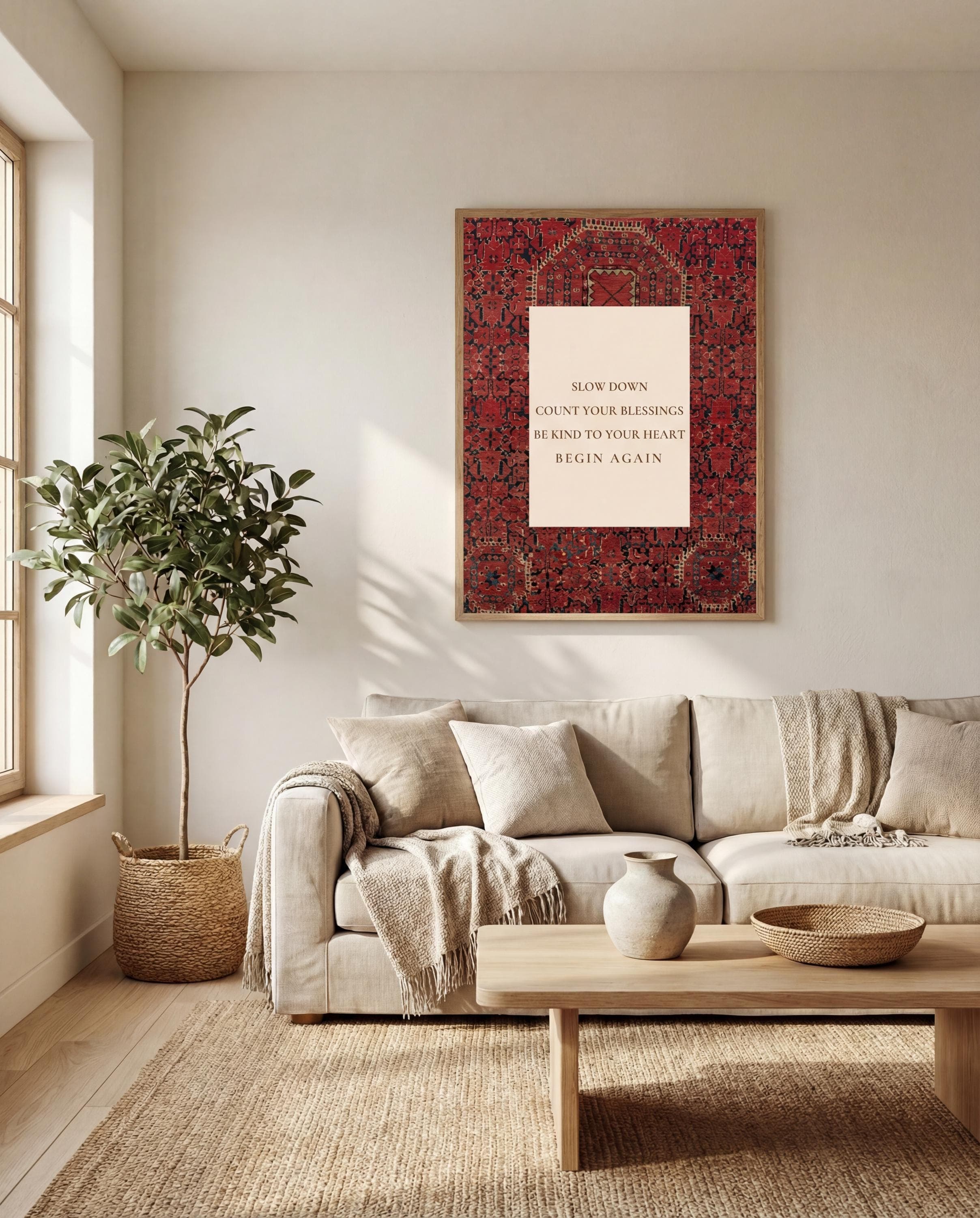 Persian Rug Inspired Quote Print, Custom Text, Motivational Wall Art, Warm Earthy Home Decor - image 5