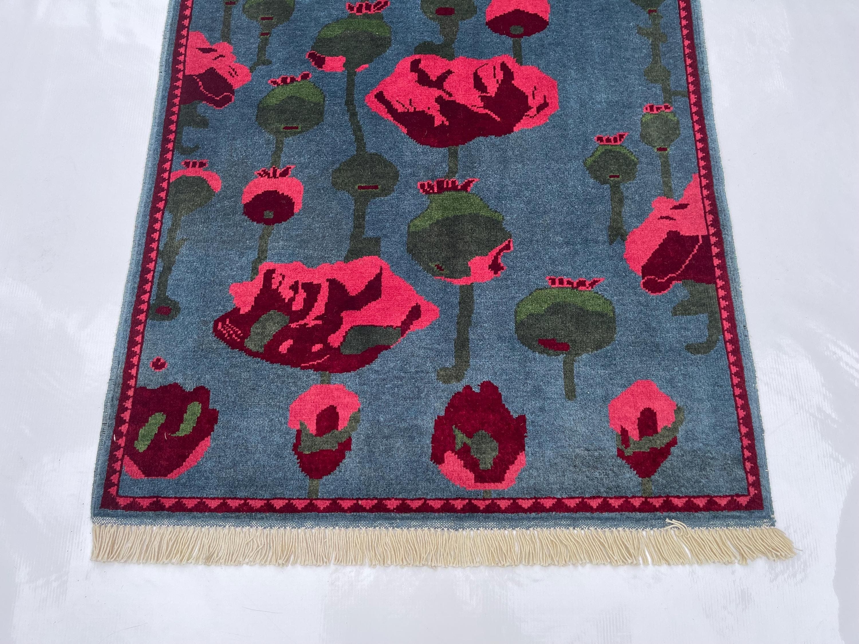 123x85 cm Classic Handmade Afghan war rug Beautifully made wool rug Nomadic Rug Oriental War Rug mini rug Opiume#363 - image 4