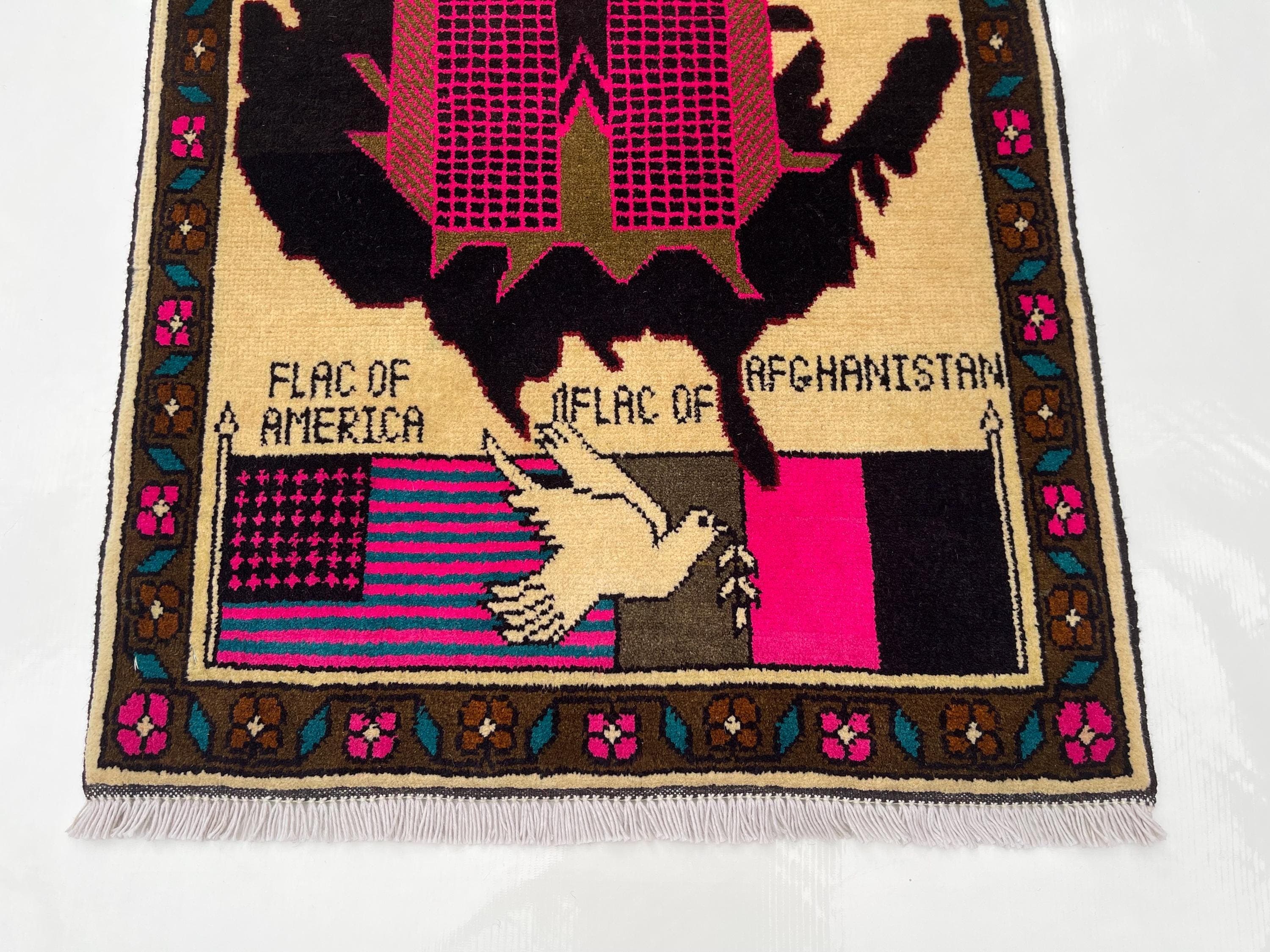 86x62cm Handmade Afghan War Rug Wool Rug beautifully made Oriental Rug Naokar rug handicrafts folk art #358 - image 3