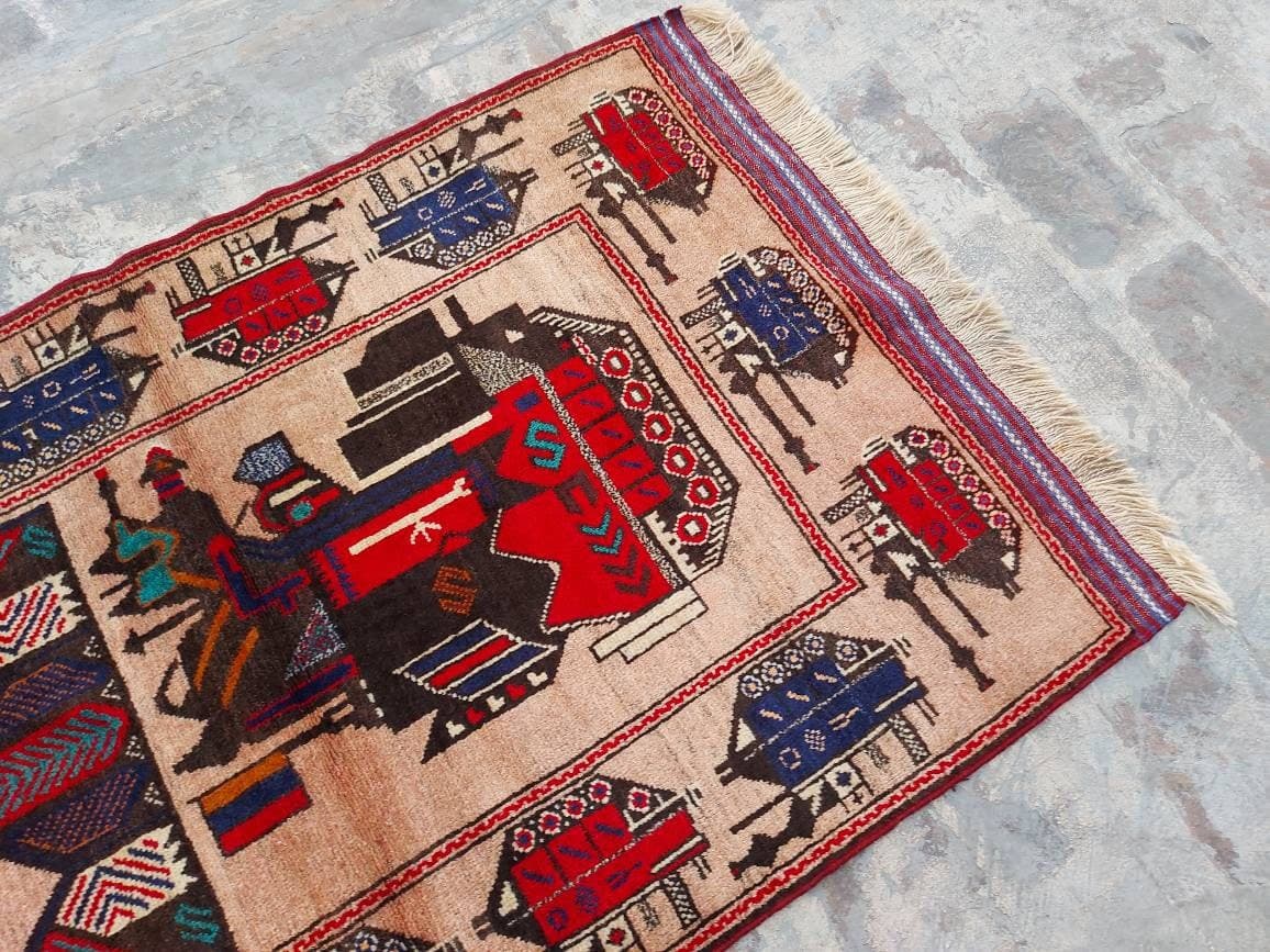 5x3 ft Handmade Afghan war art rug war rug Ethnic rug - image 3