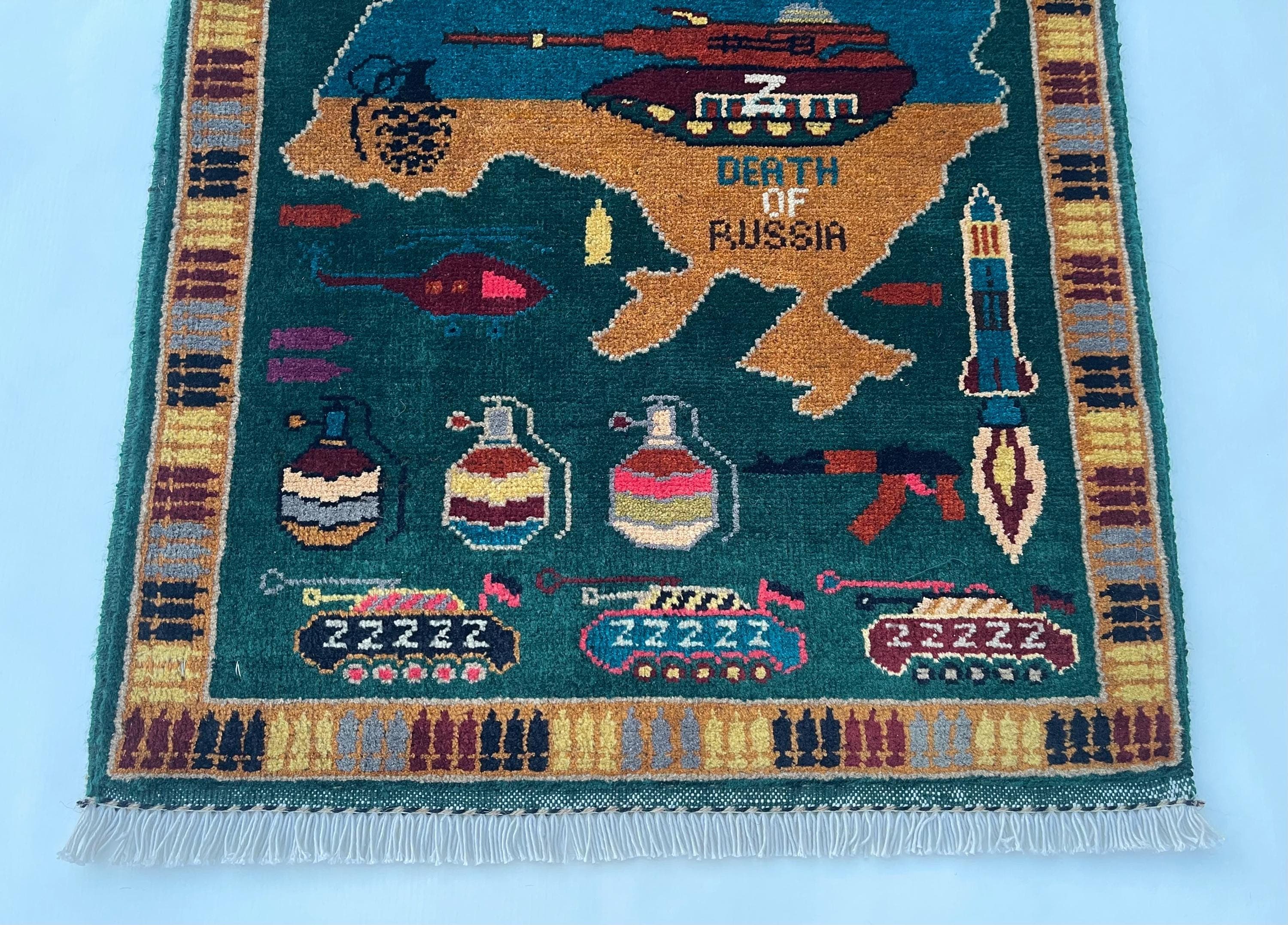 86x64 cm Handmade Afghan war rug wool rug handicrafts war art beautifully made war rug #286 - image 4