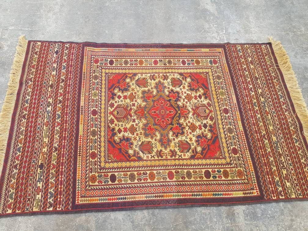 6'2"×4' feet Handmade Afghan Maliki kilim nice wool rug/kilim Ethnic decorative kilim nice quality flat/tapestry Weave kilim - image 5
