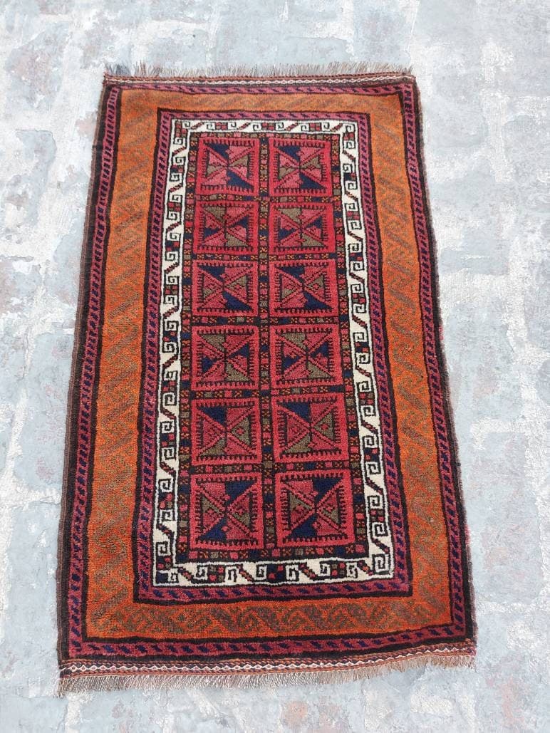 3'5"×2'1" ft Handmade baluch rug best wool rug small oriental rug Afghan beloch vintage rug doormat decorative mini rug