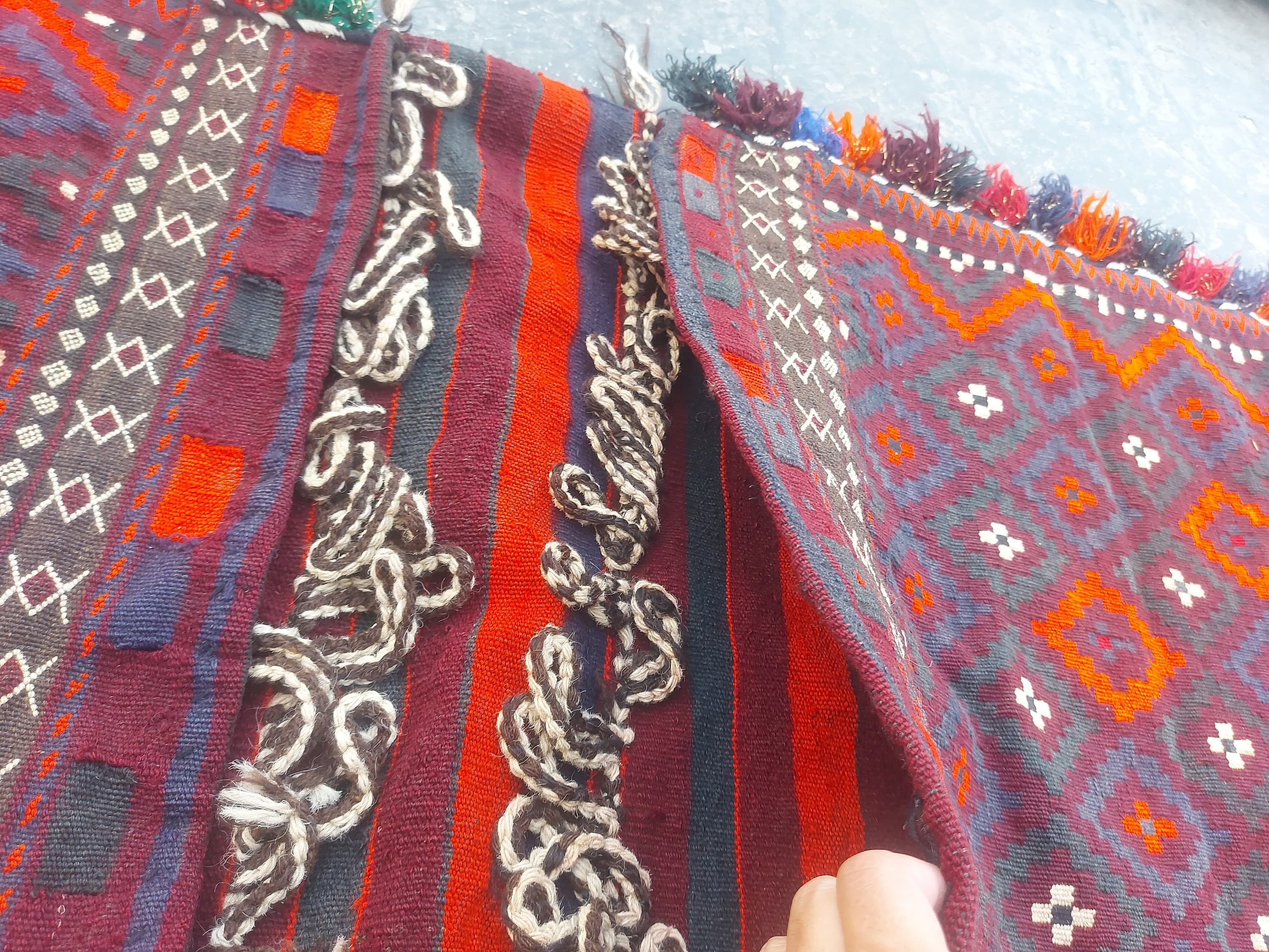 5x2 ft Handmade Afghan tatar saddlebag rug nice quality wool kilim rug flat weave maimana kilim - image 3