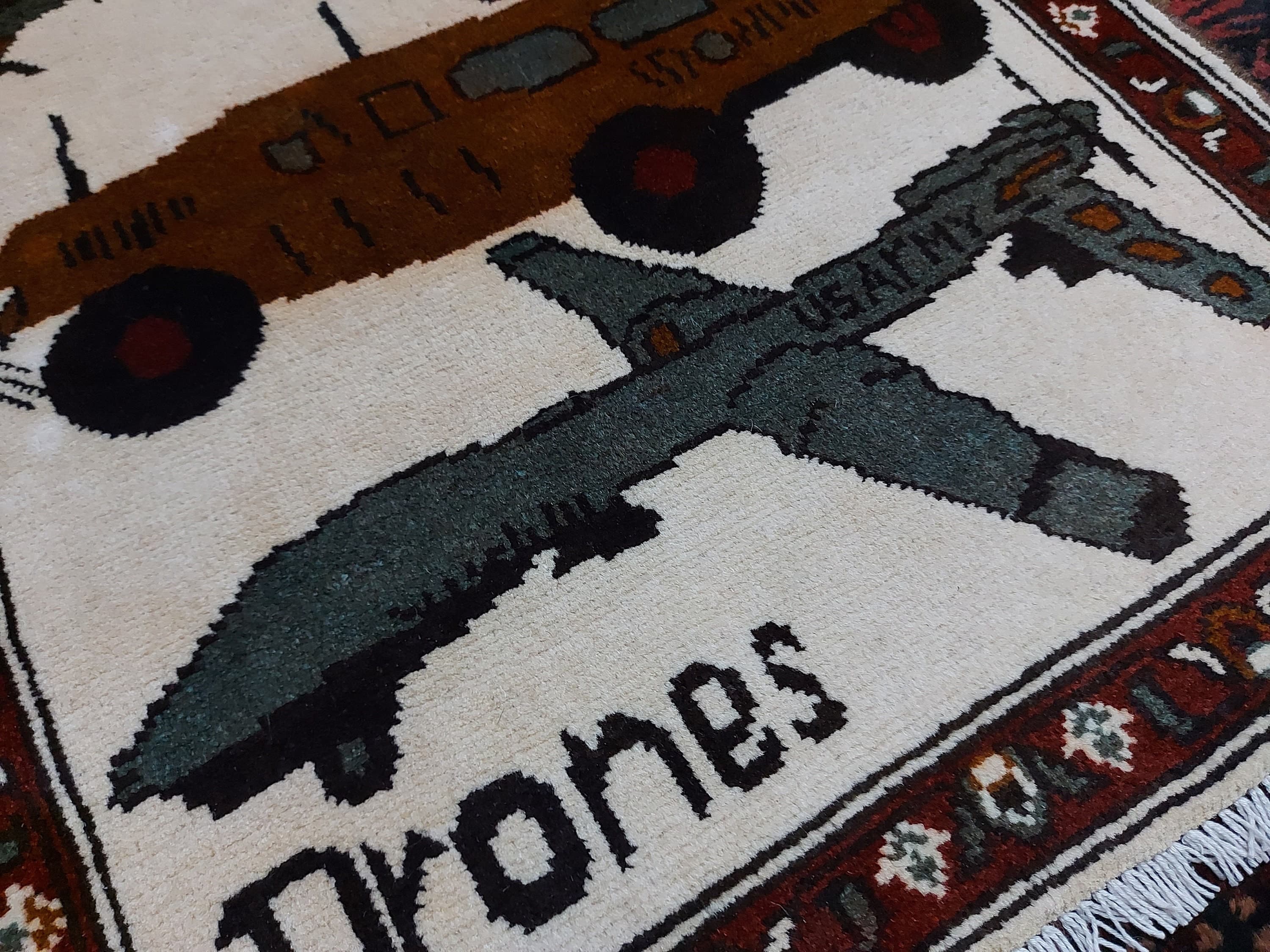 77x63 cm Ethnic Handmade Afghan war rug wool rug Nomadic Rug Oriental War Rug mini rug - image 4