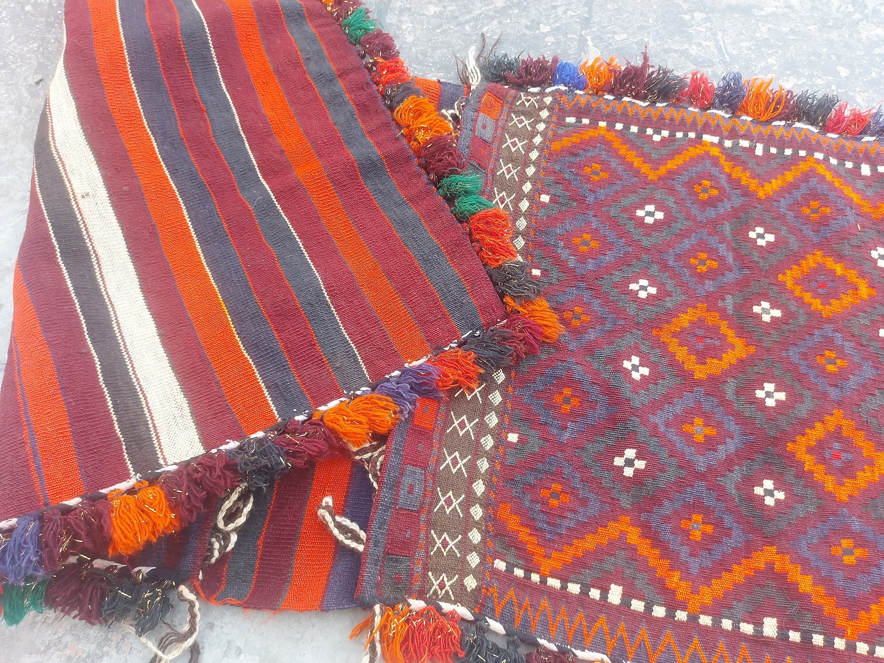 5x2 ft Handmade Afghan tatar saddlebag rug nice quality wool kilim rug flat weave maimana kilim - image 5