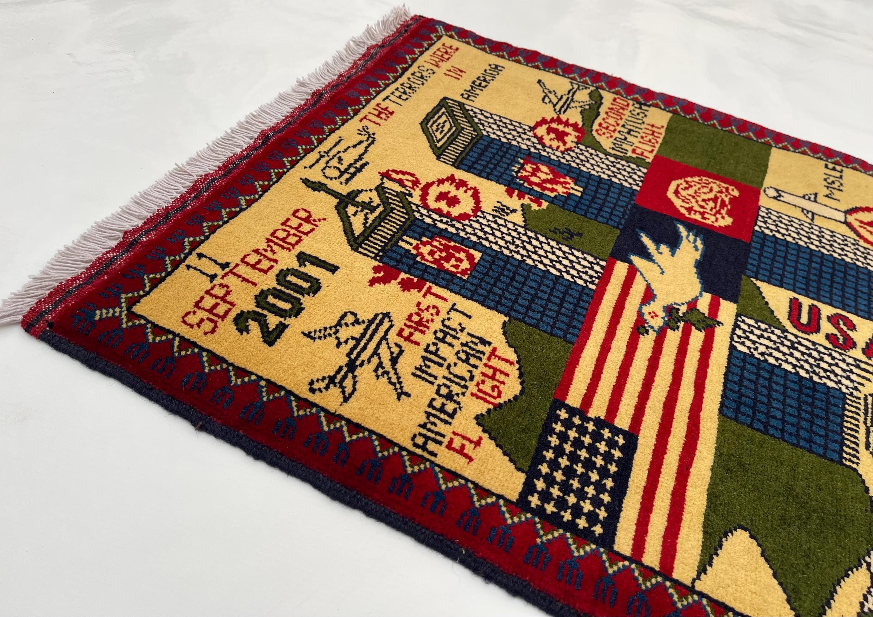 80x65 cm Handmade Afghan war rug wool rug war rug oriental wool rug mini war rug handicrafts opiume #706 - image 4
