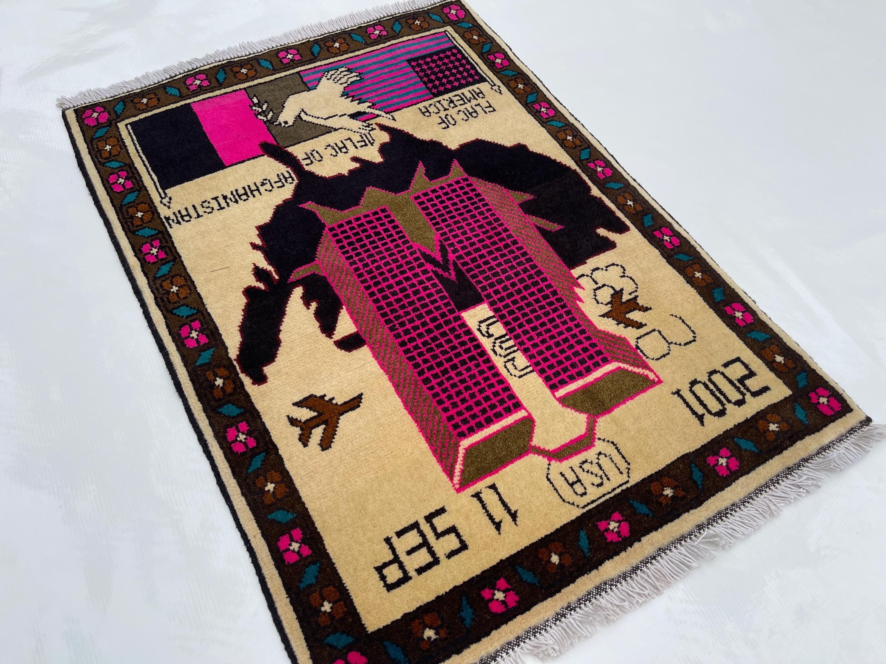 86x62cm Handmade Afghan War Rug Wool Rug beautifully made Oriental Rug Naokar rug handicrafts folk art #358 - image 4