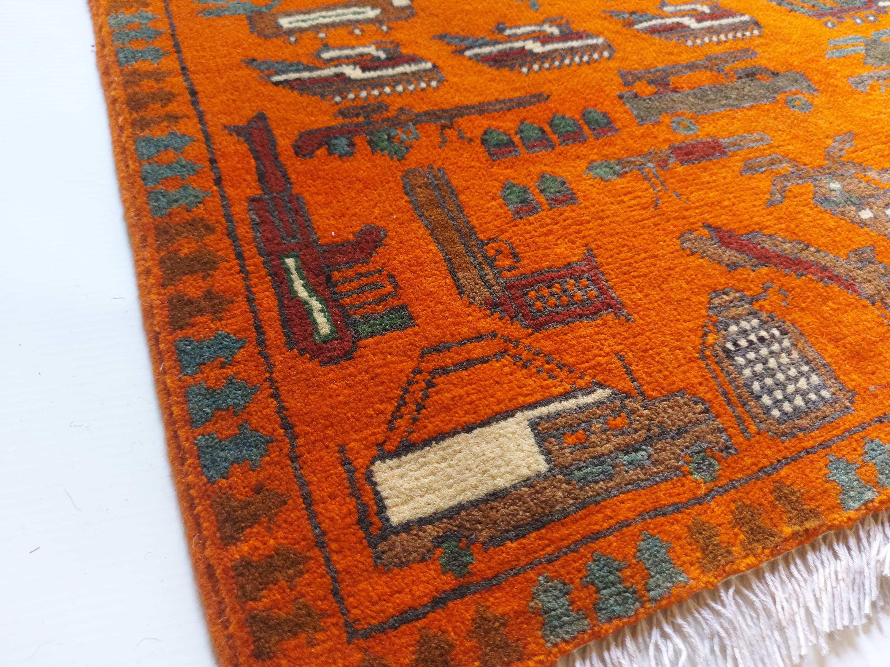 81x64cm Handmade Afghan beloch war rug wool rug shindand wool rug war art rug folk art war rug handicrafts mini rug #147 - image 5