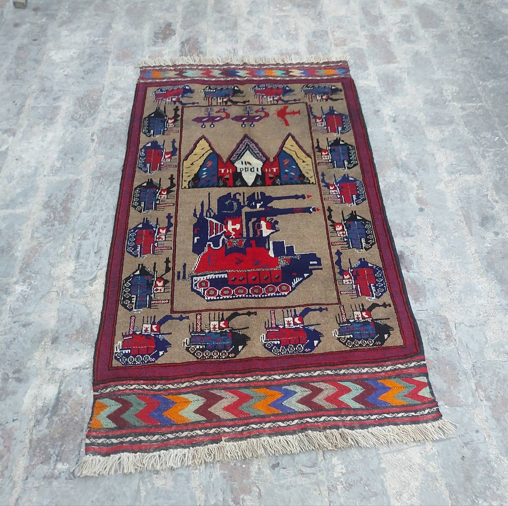 5x3 ft Handmade Afghan baluch war rug wool rug Nomadic Rug Oriental War Rug Thaimani Ethnic rug