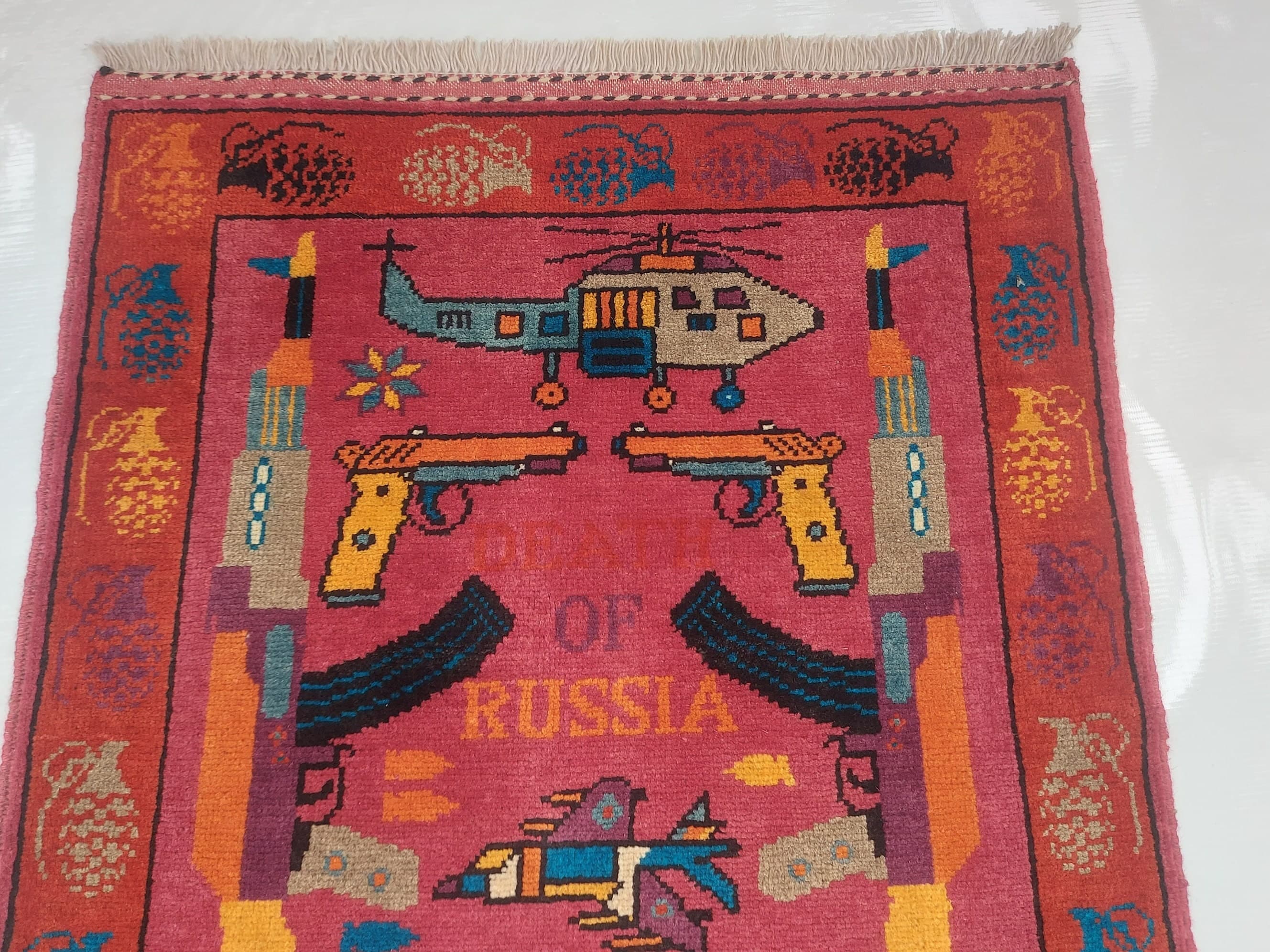 Afghan war rug Beautifully made wool rug Nomadic Rug Oriental War art mini war rug square rug 75x69cm #182 - image 5