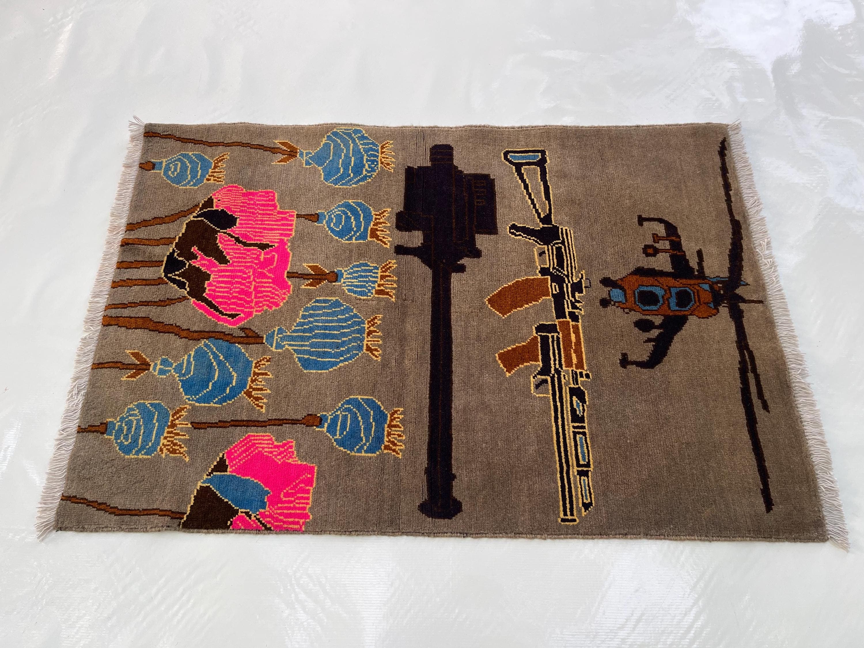 122x85 cm War rug Ethnic Afghan rug handmade rug Beautifully made wool rug afghan rug handicrafts folk art #665 - image 5