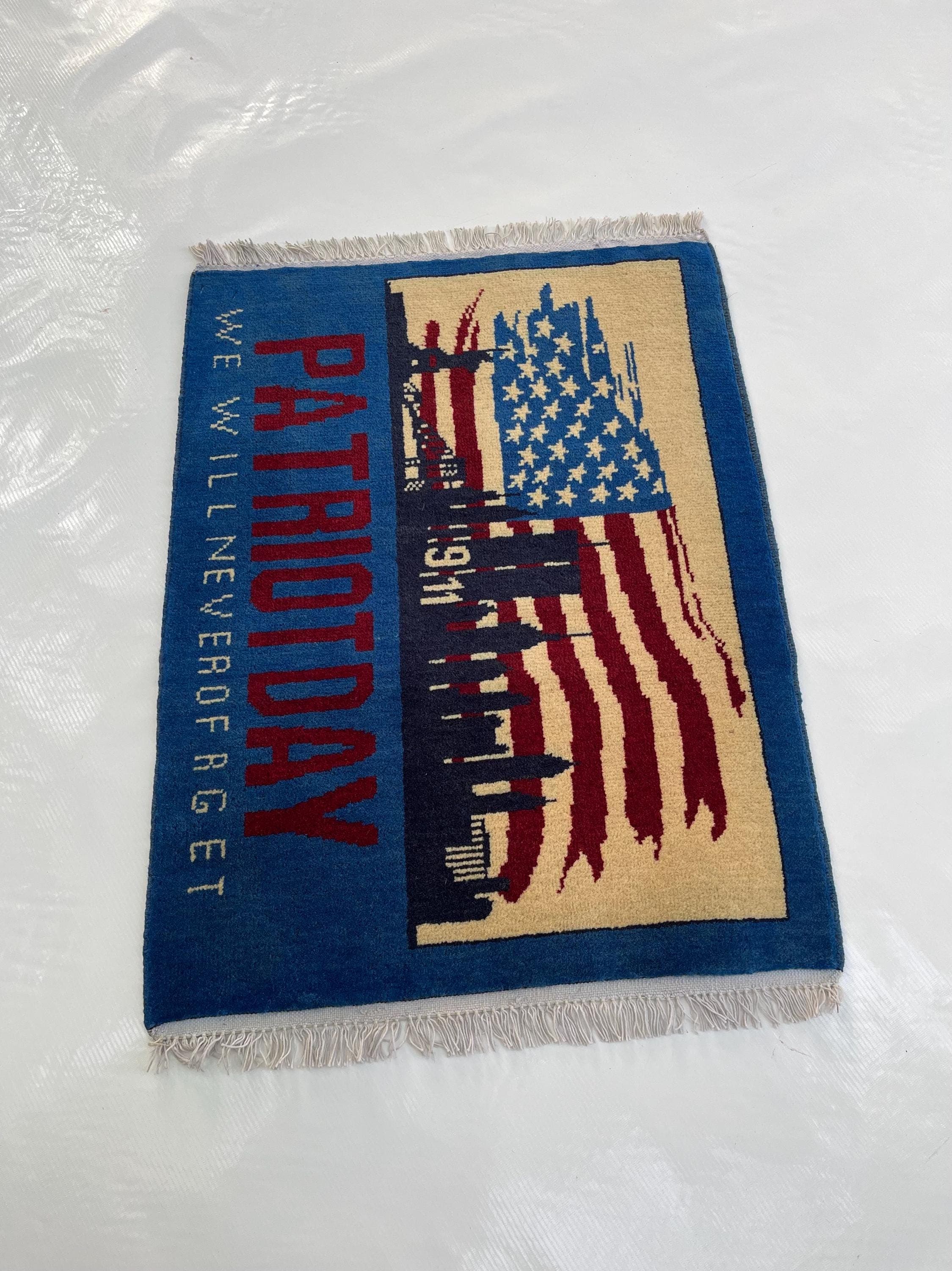 78x59 cm Classic Handmade Afghan war rug Beautifully made wool rug Nomadic Rug Oriental War Rug mini rug 9//11 twin towers #675 - image 3