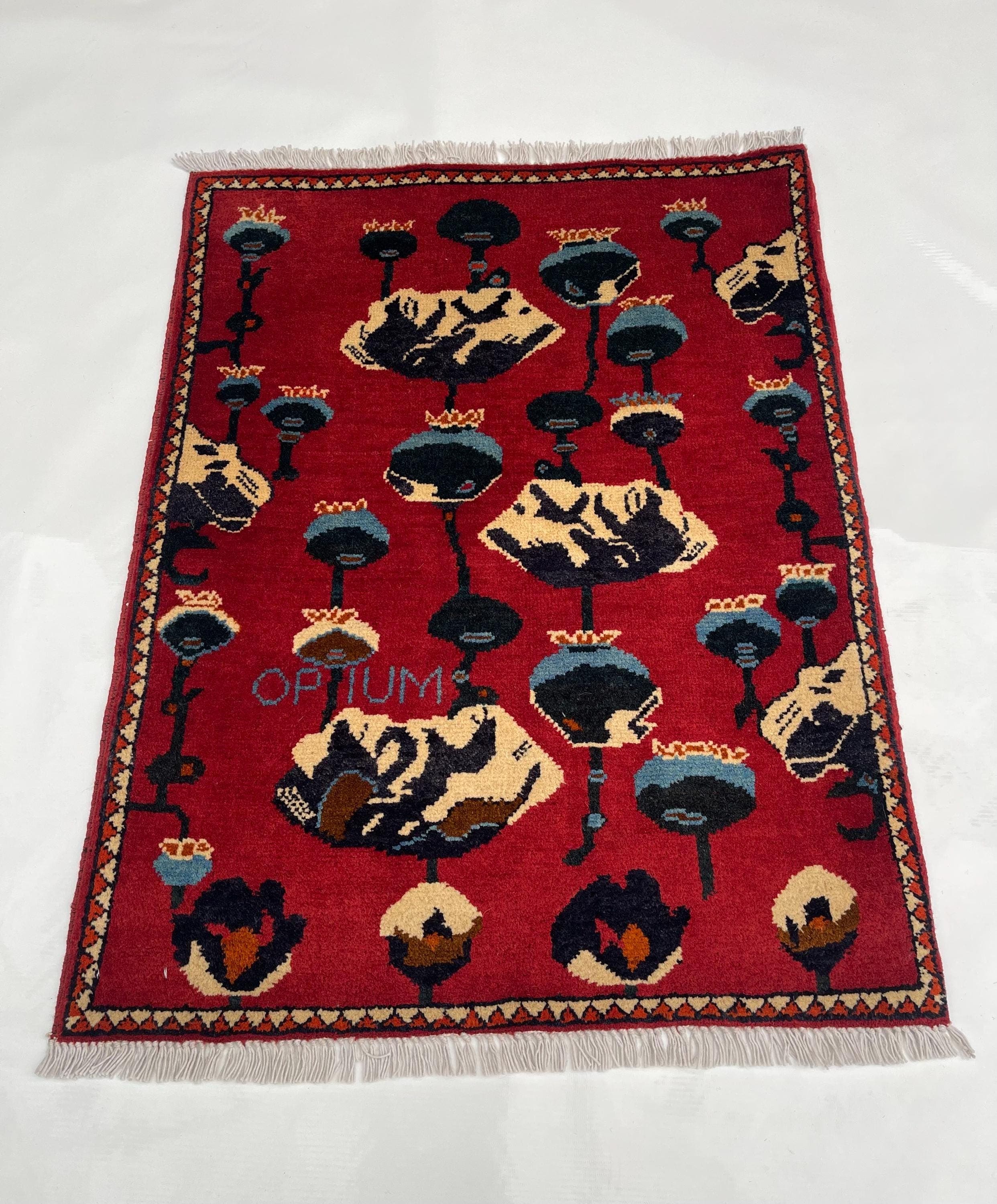 83x64 cm Classic Handmade Afghan war rug Beautifully made wool rug Nomadic Rug Oriental War Rug mini rug Opiume handicrafts #306