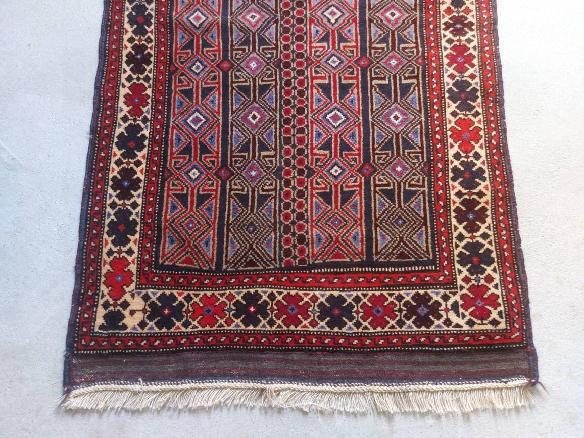4'5"×2'11" Afghan rug nice thaimani tribal rug oriental area rug vegetable dyed handmade vintage rug Baluch rug - image 4